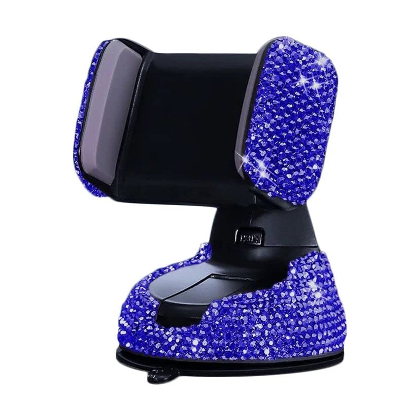 360° Adjustable Diamond Inlaid Car Phone Holder - Universal Dashboard & Air Vent Mount for iPhone, Samsung & Smartphones - Hands-Free Driving, GPS Navigation & Safe Travel Accessories (Blue Diamond)