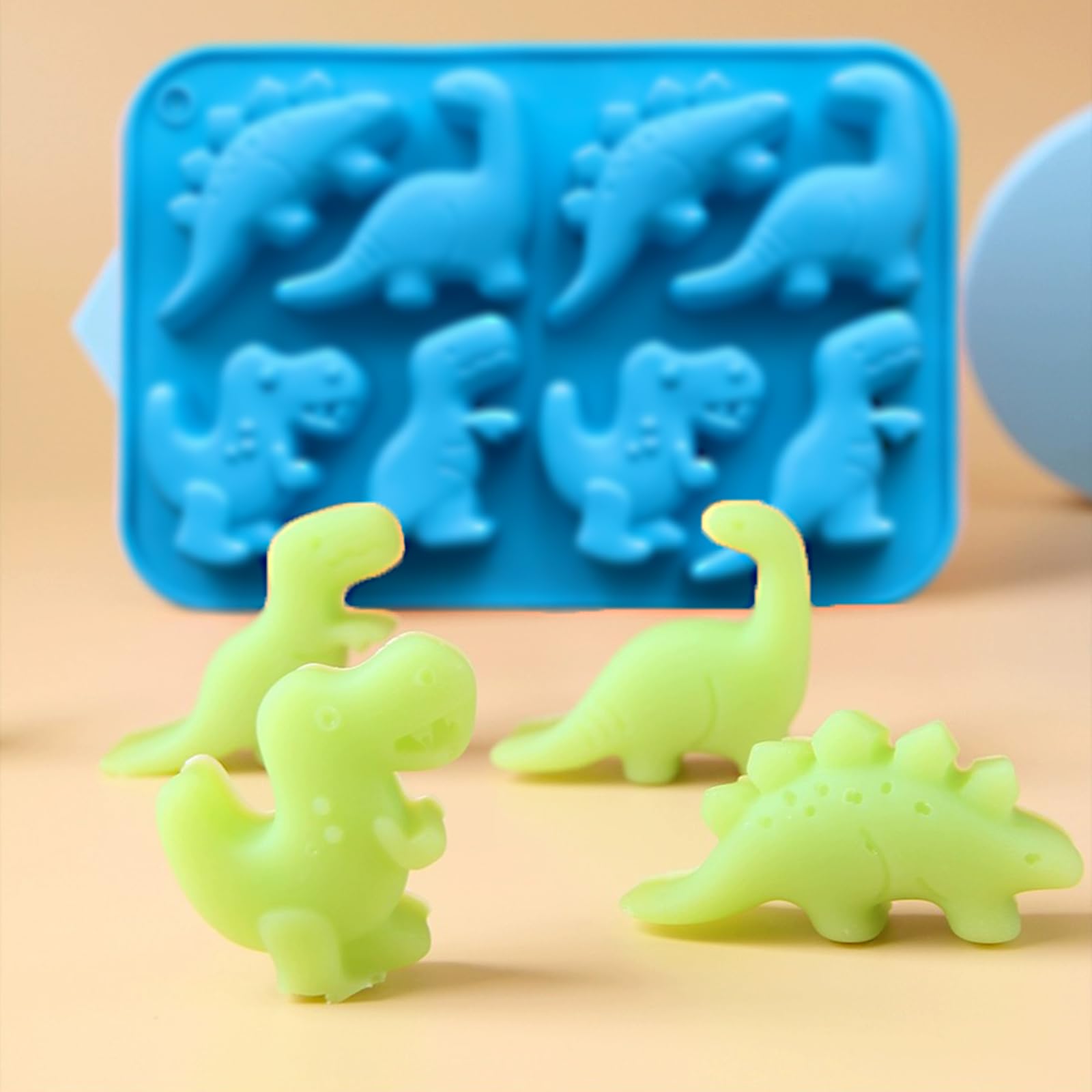2 Pack Blue Silicone Dinosaur Molds - 3D Dinosaur Jello, Chocolate, Candy, Cookie & Soap Molds for Baking, Crayons, Desserts, Cupcake Toppers & Cake Decorations - Perfect for Kids Birthday Parties, DIY Crafts & Holiday Treats