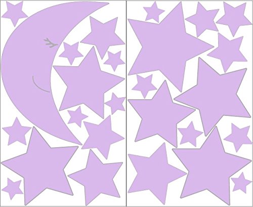 Purple Moon & Star Wall Decals for Nursery Decor - Baby Room Stickers