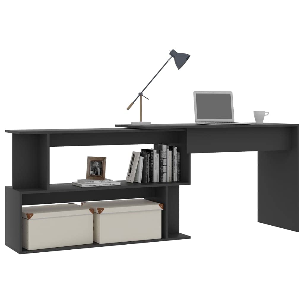 Rotating Corner Desk with Storage Shelves - 47.2