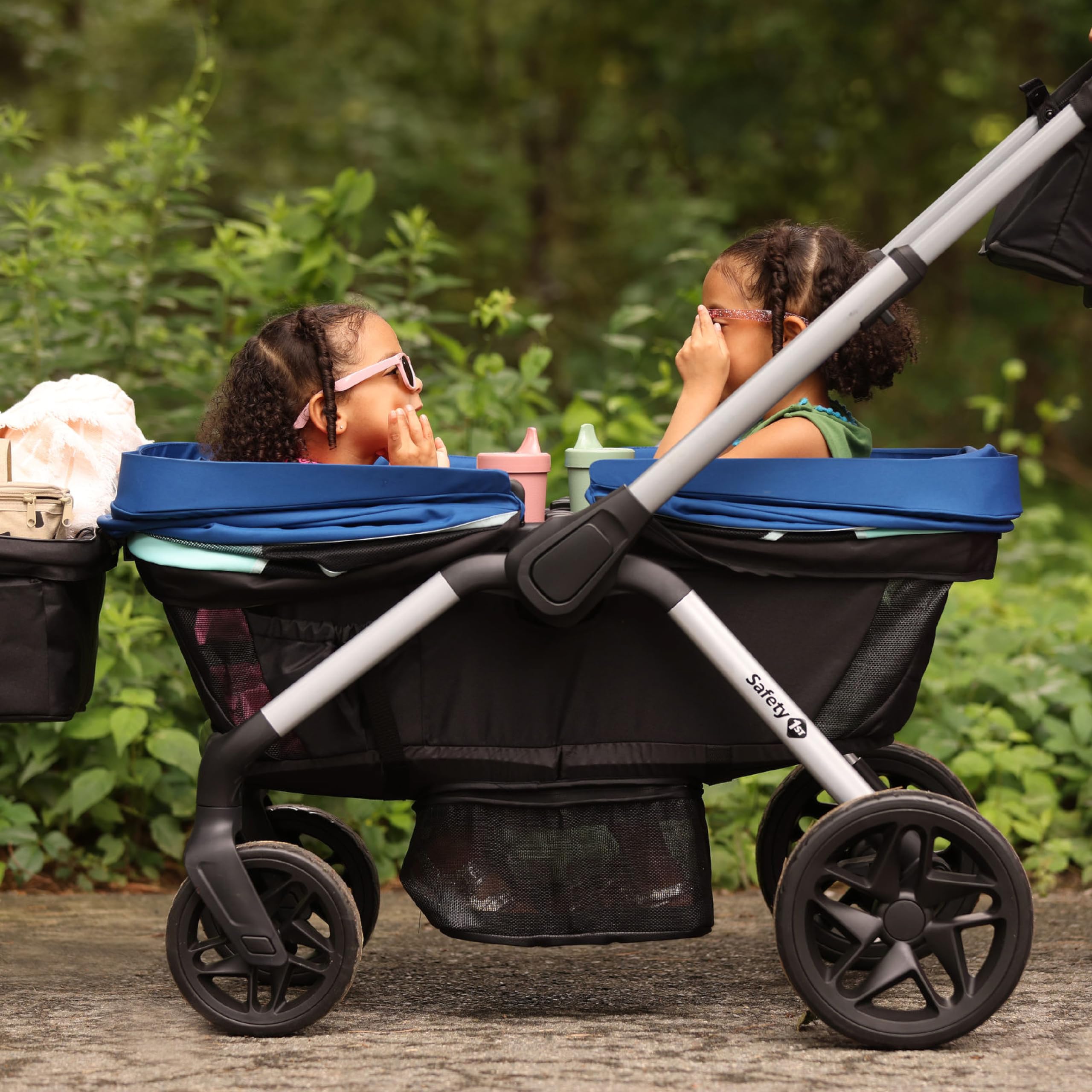 Safety 1st Summit Wagon Stroller for 2 Kids - Double Baby Stroller Wagon with Removable Child Tray, 2 Cup Holders & Wave Runner Wheels | Perfect for Park Outings, Beach Trips & Family Adventures