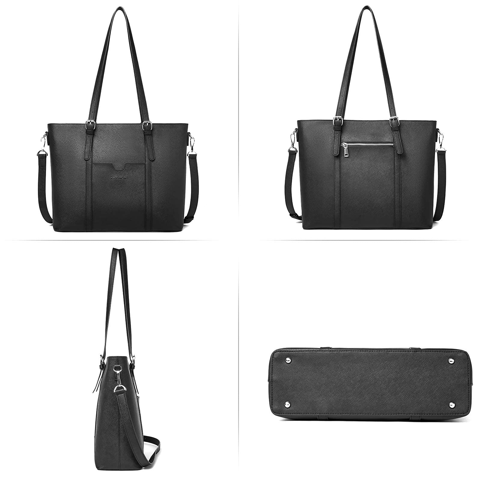 BOSTANTEN Women's Vintage Leather Laptop Tote Bag - 15.6 Inch Professional Office Shoulder Handbag & Work Briefcase Purse for Business, Travel, and Daily Commute