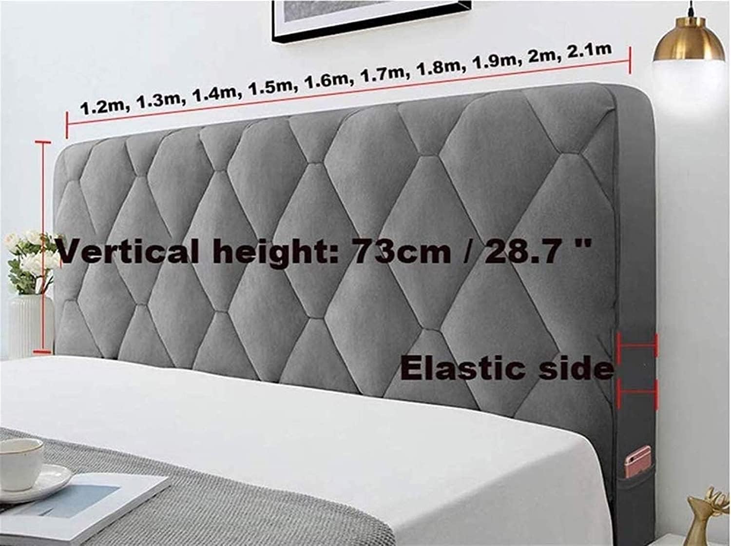EFELIM Velvet Headboard Cover for Full Queen King Size - Quilted Thick Dustproof Padded Slipcover Protector - Soft Bedroom Decor (White, King 180cm/71