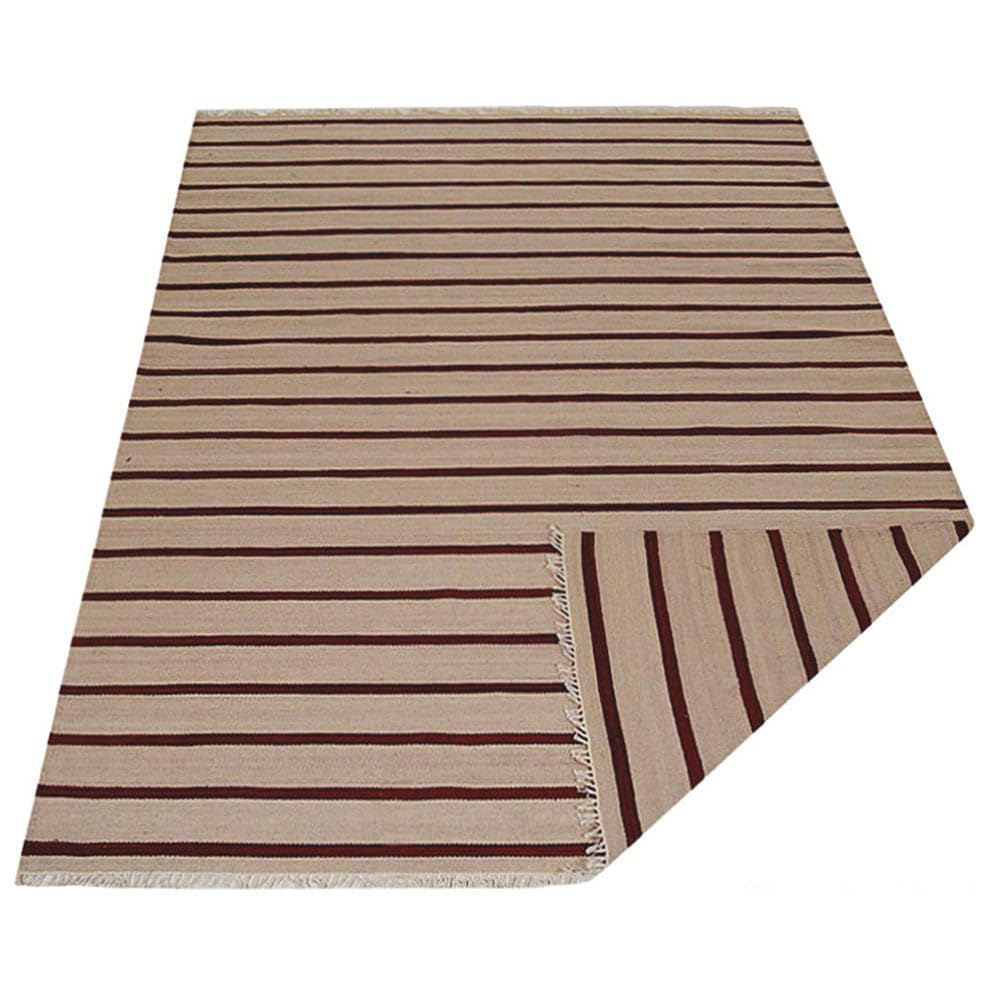 Handmade Flat Weave Kilim Wool Area Rugs 4'x6' - Eco-Friendly Hand Woven Carpets in Cream Red, Contemporary Low Pile Rectangle Rug for Living Room, Bedroom & Home Decor (D00118)