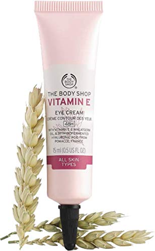 The Body Shop Vitamin E Eye Cream 15ml/0.5oz - Hydrating & Anti-Aging Under Eye Treatment for Dark Circles & Puffiness | Perfect for Night Routine & Travel Skincare