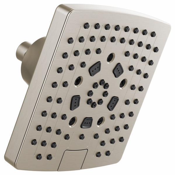 Brizo 87406 NK 2.5 GPM 7-Square 5-Function Shower Head in Luxe Nickel Finish - Perfect for Spa-Like Bathroom Upgrades & Water-Saving Home Renovations