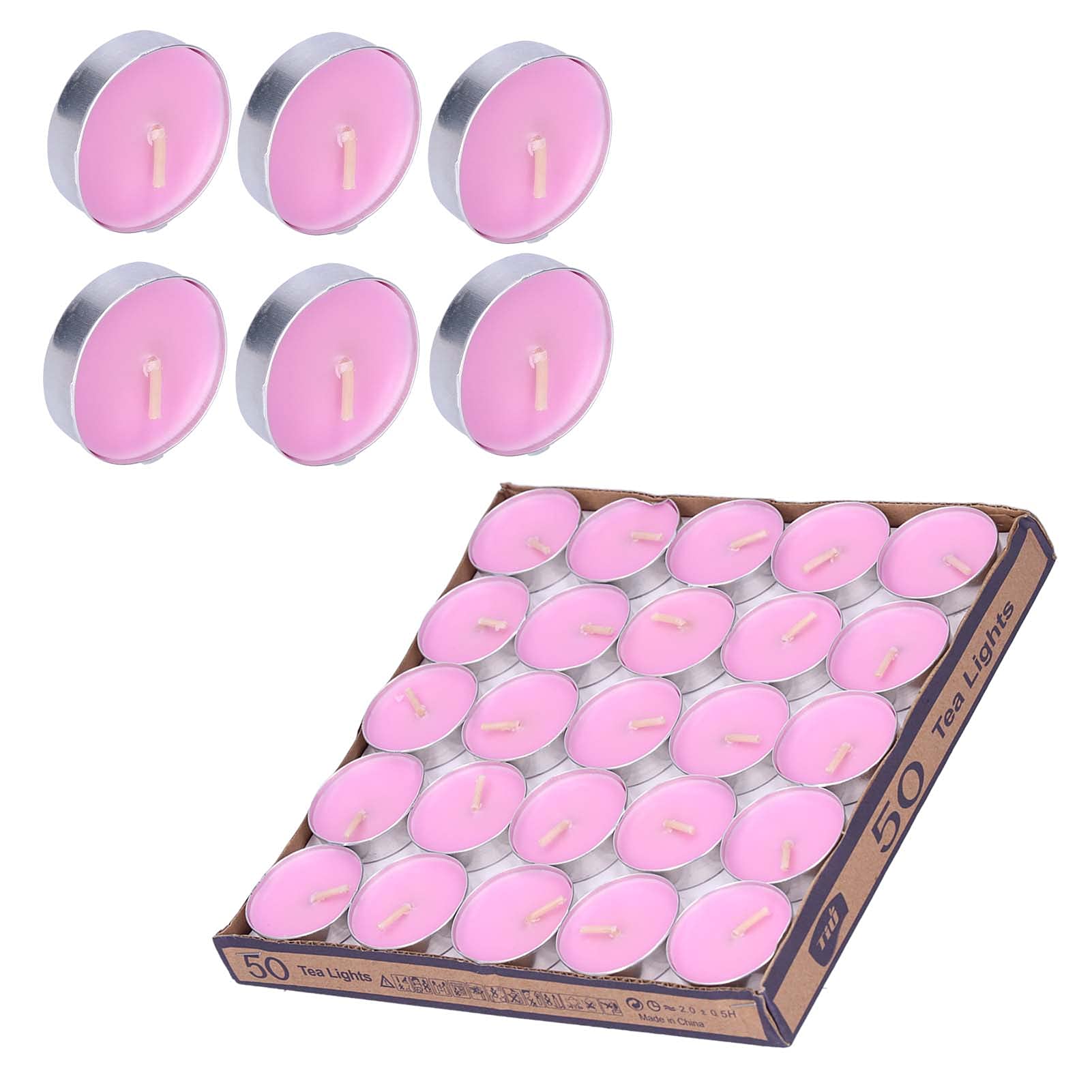 50Pcs Smokeless Scented Tea Light Candles - Aluminum Alloy Shelled Round Decorative Candles for Wedding, Holiday & Romantic Proposals (Pink) | Perfect for Dinner Parties, Spa Nights & Home Decor