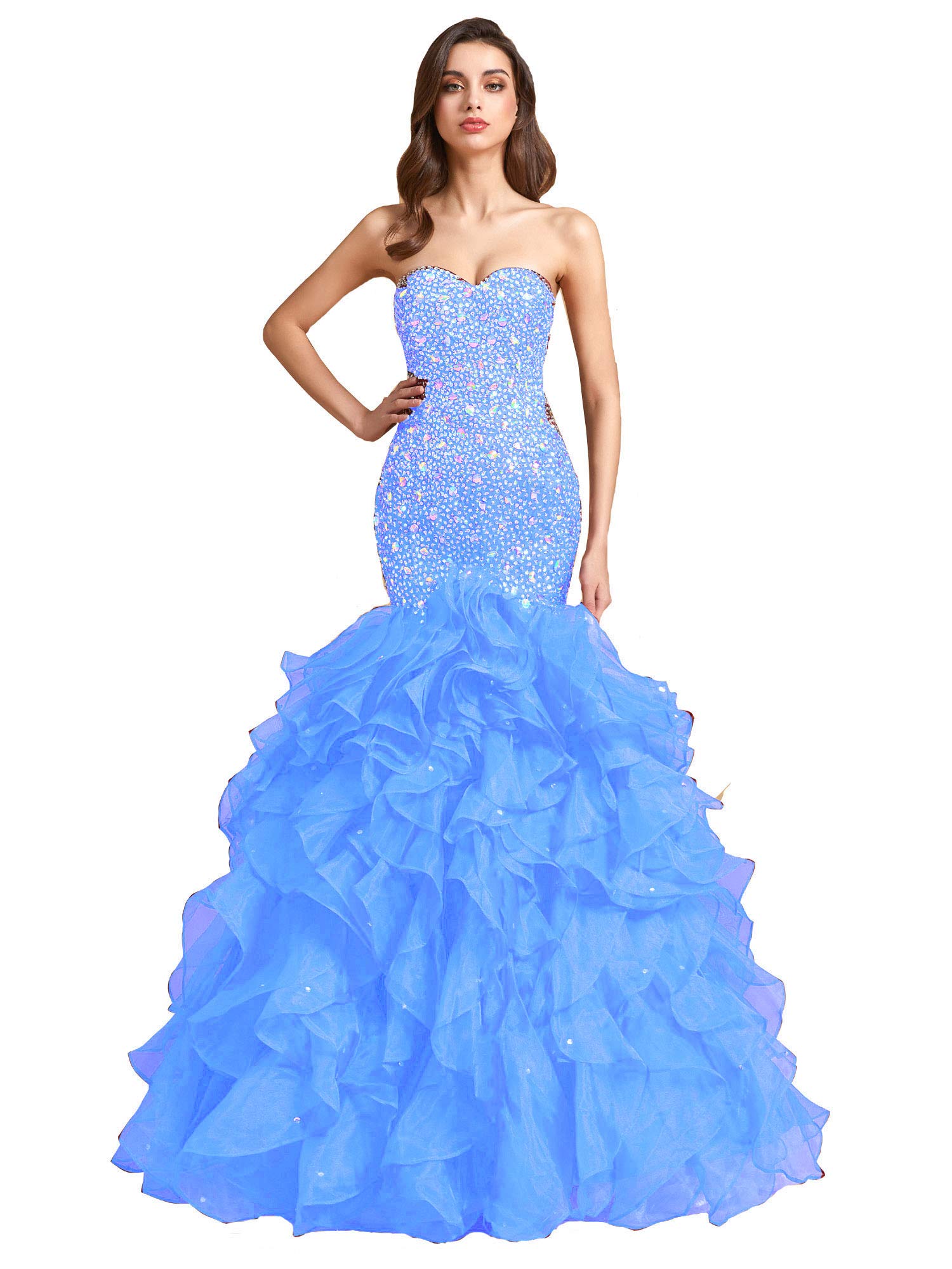 Elegant Mermaid Prom Dress with Beaded Sweetheart Corset & Ruffles - Perfect for Evening Gala, Formal Dance, and Special Occasions