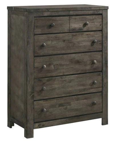 5-Piece King Size Bedroom Set with Storage - Grey Wooden Cabin Style for Master Bedroom & Guest Room