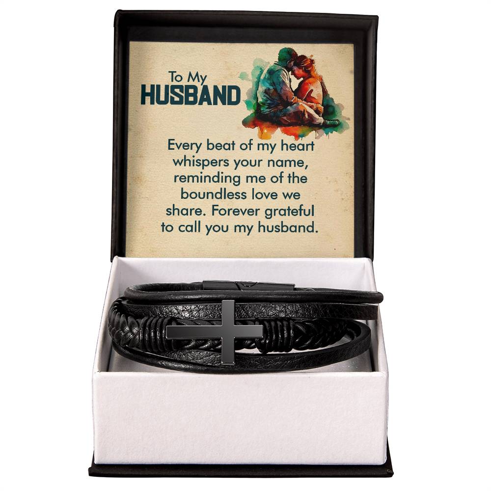 Leather Cross Bracelet for Men - Thoughtful Gift from Wife to Husband - Perfect for Anniversary, Birthday & Everyday Wear