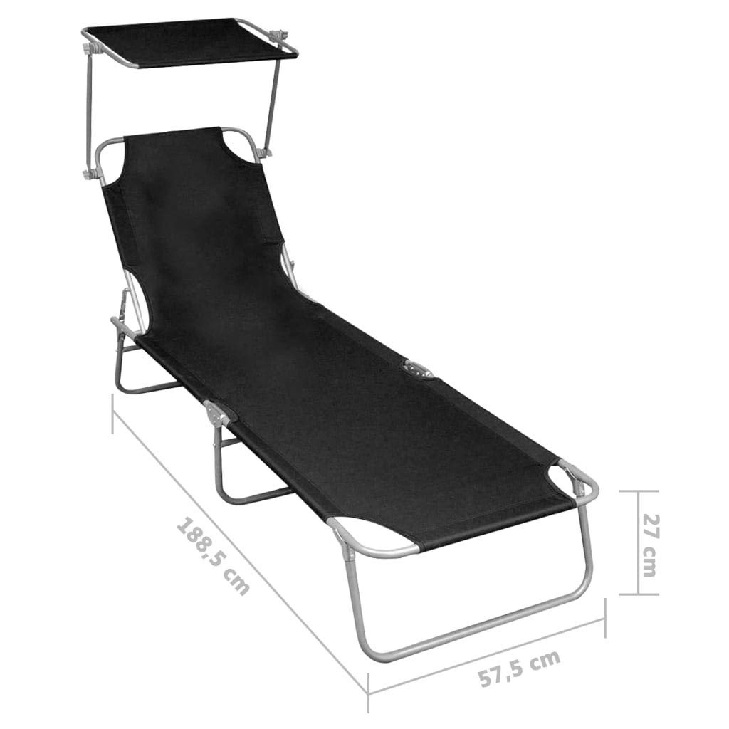 **Portable Folding Sun Lounger with Adjustable Canopy - Lightweight Aluminum Chaise Lounge Chair for Outdoor Relaxation - Perfect for Poolside, Beach, Patio, and Backyard**