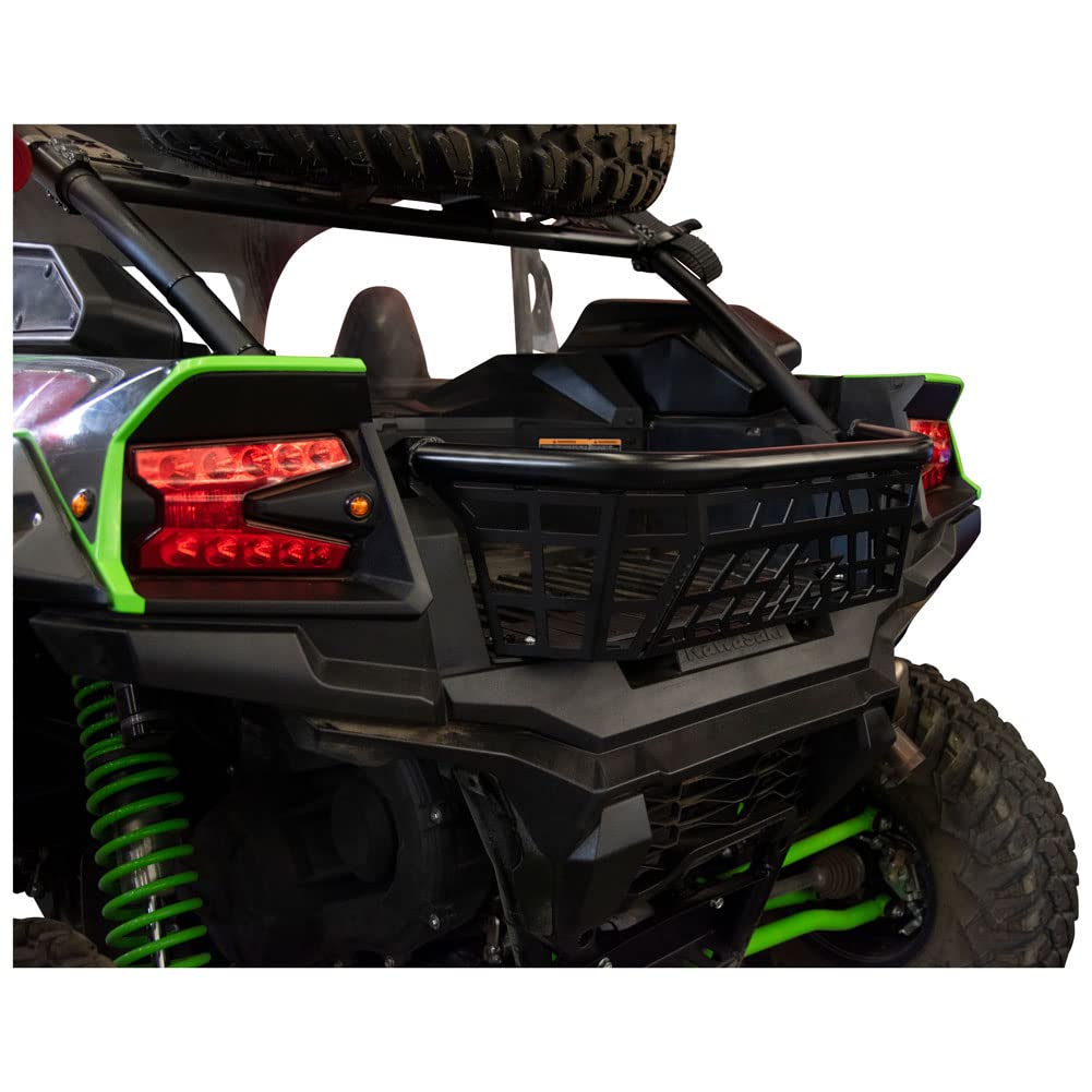 Black Powder Coated Tusk Cargo Barricade for 2022 Kawasaki Teryx KRX 1000 Special Edition - Heavy-Duty Off-Road Protection & Secure Gear Storage for Adventure Riding