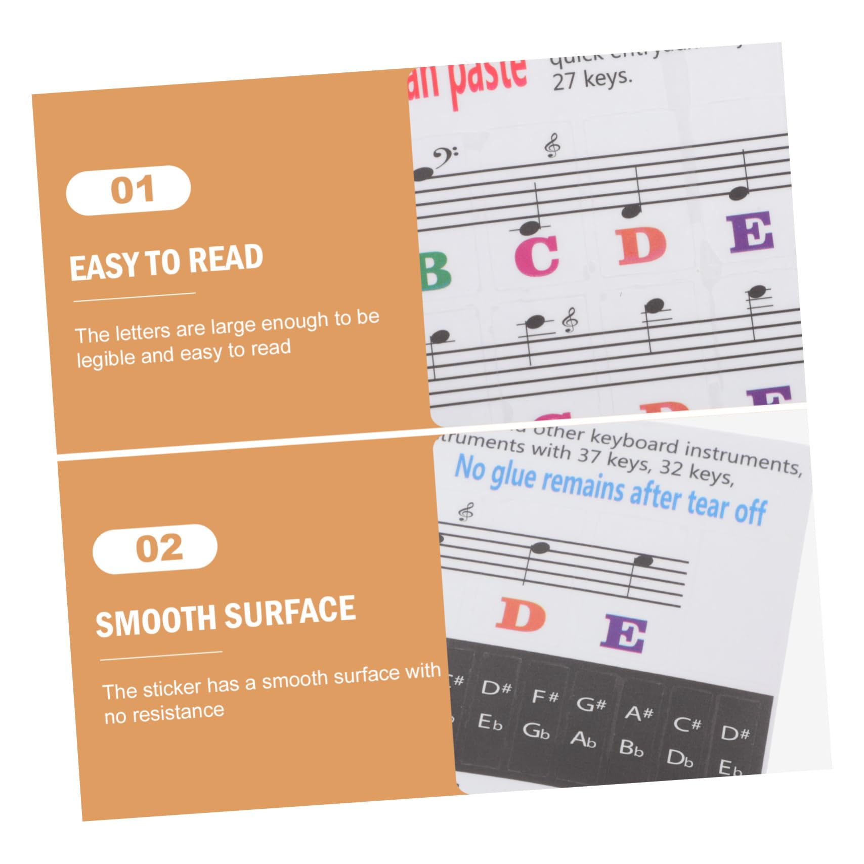 SUPVOX 6-Piece Piano Key Stickers for 32-Key Keyboard - PVC Harmonica Letter Stickers for Melodica, Organ & Music Instruments - Perfect for Beginners, Kids & Music Lessons
