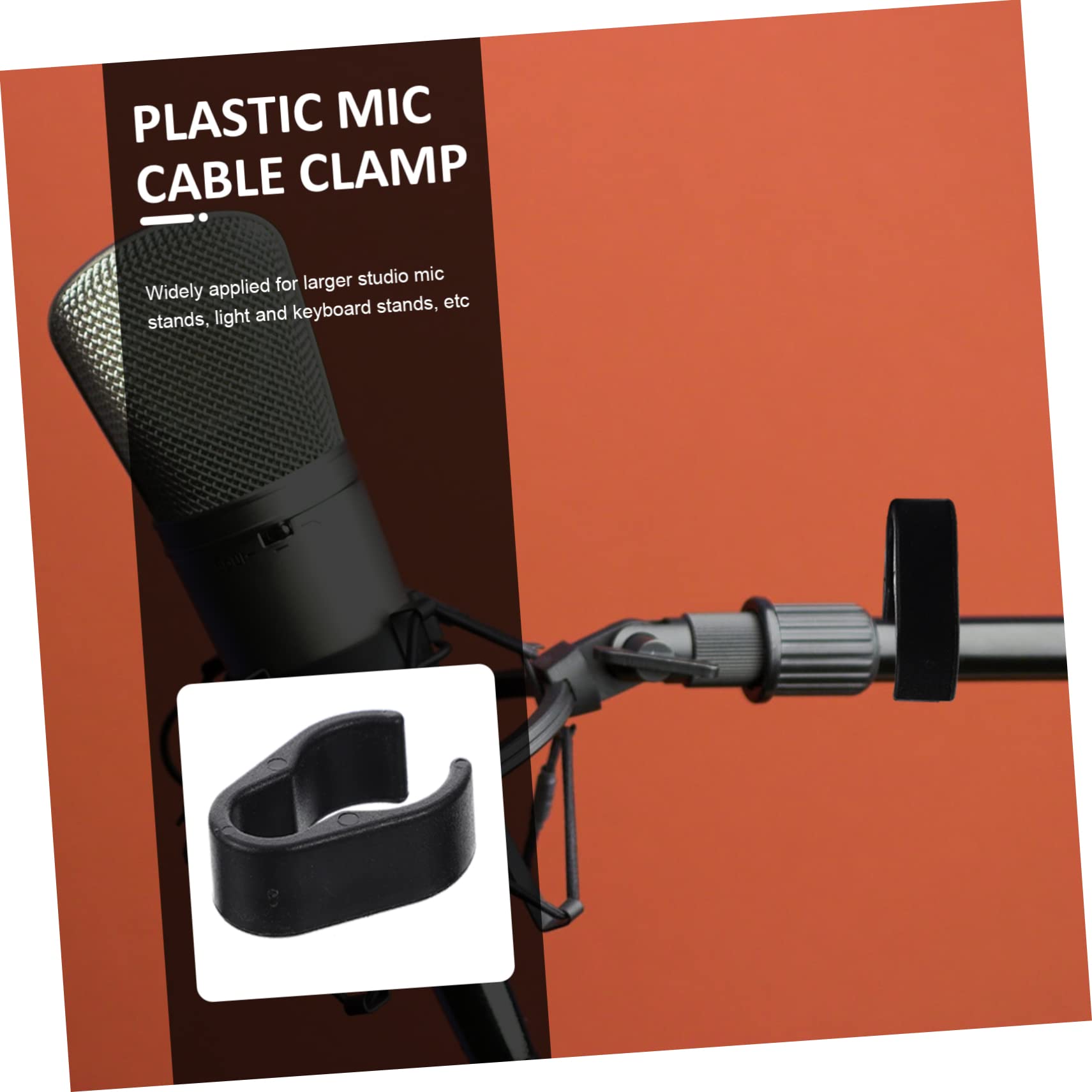 10Pcs Microphone Cable Clips - Plastic Mic Wire Clips for 15-20mm (0.6-0.8in) Mic Stands - Secure Cable Management for Studio, Stage & Podcasting Equipment