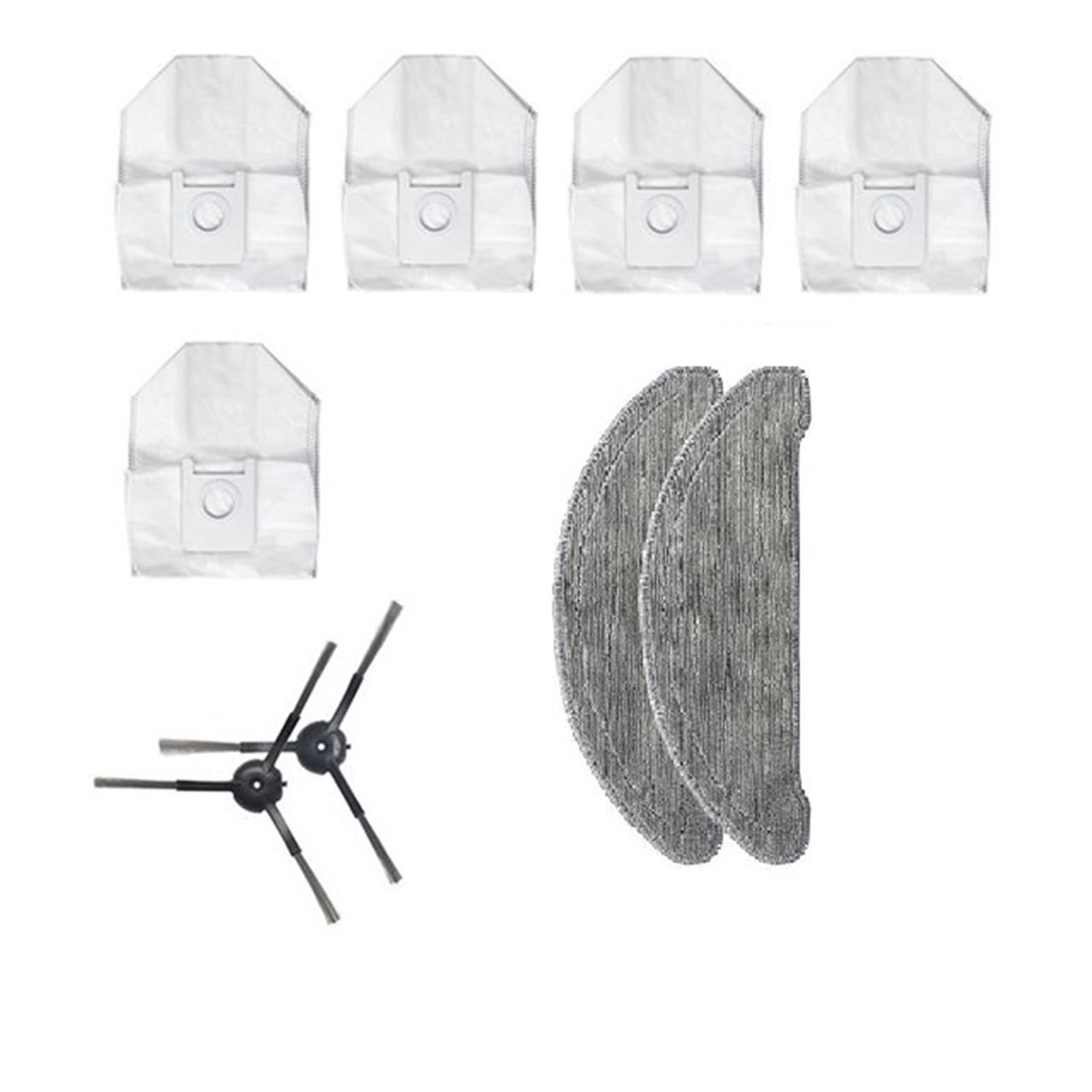 5X Dust Bags & 2X Repetitive Wipes & 2X Side Brushes - Replacement Vacuum Cleaner Parts Compatible with ROIDMI EVE Plus Robot Vacuum - Perfect for Home Cleaning & Maintenance