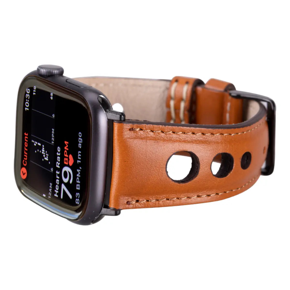 Premium Genuine Tan Leather Rally Strap for Apple Watch - Comfortable & Durable Replacement Band for Workout, Running & Everyday Use