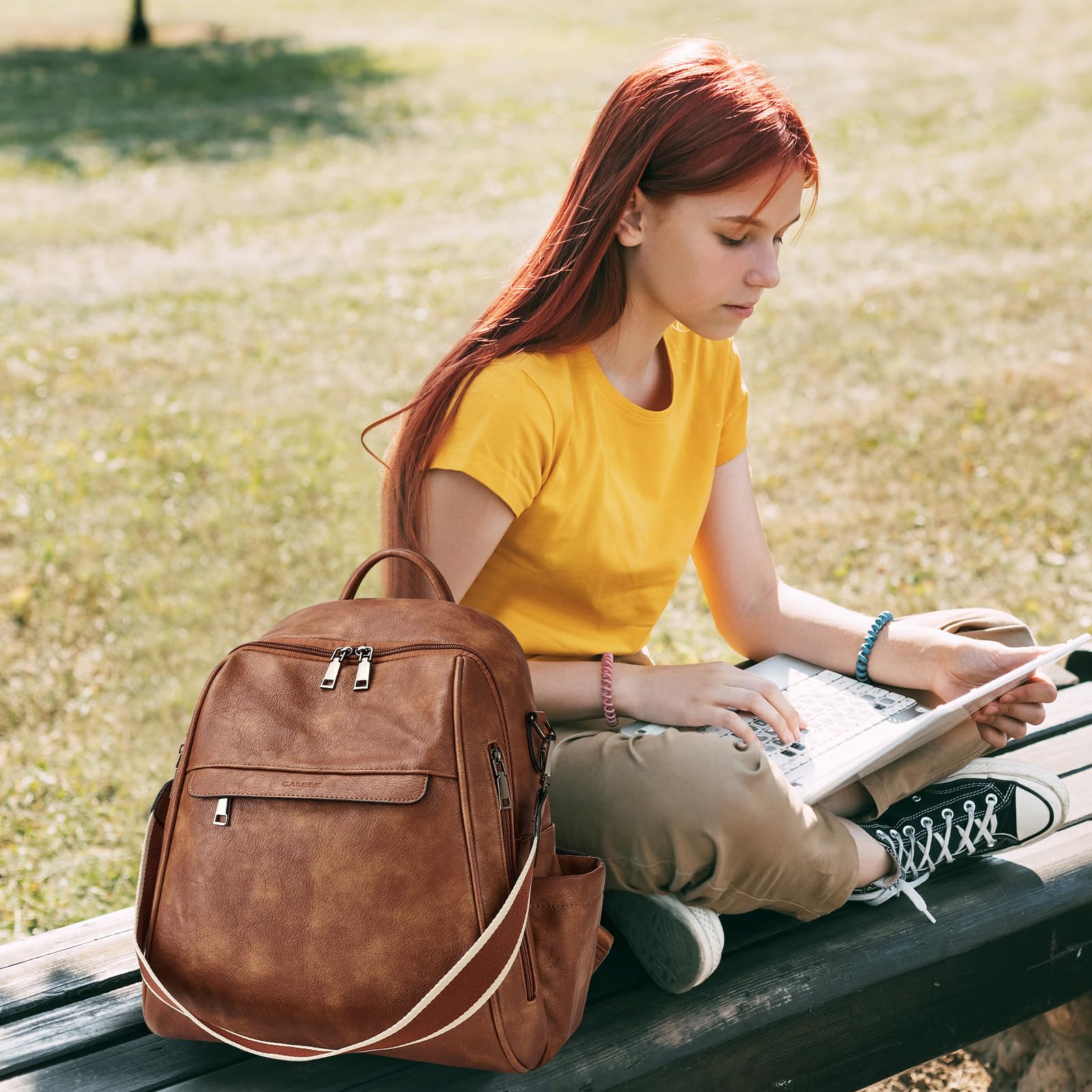 Leather Women's Backpack Purse - Convertible Shoulder Bag for Travel & Daily Use