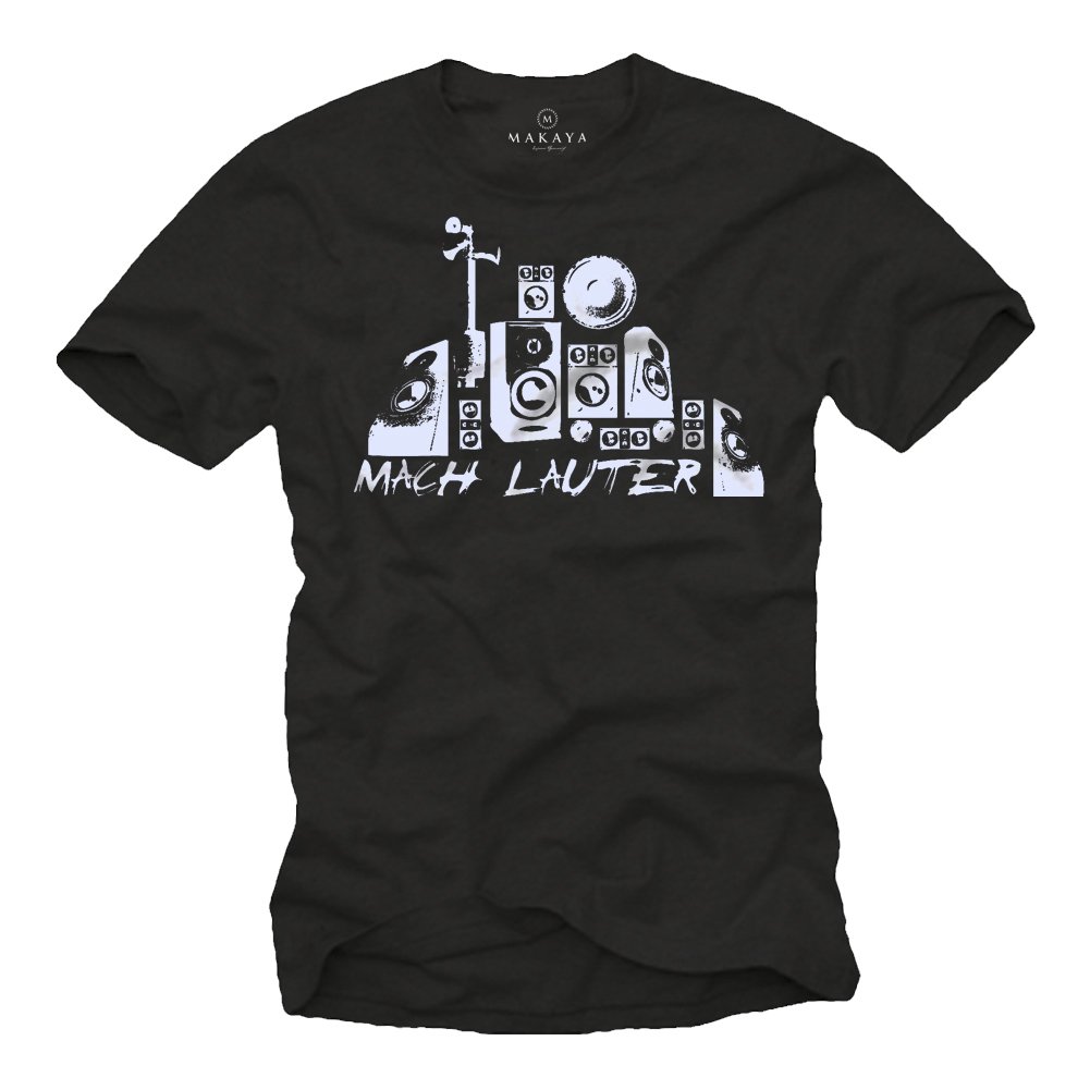 Men's DJ Music Speaker Graphic T-Shirt with 'Pump Up The Volume' German Slogan - Perfect for Concerts, Parties & Music Lovers
