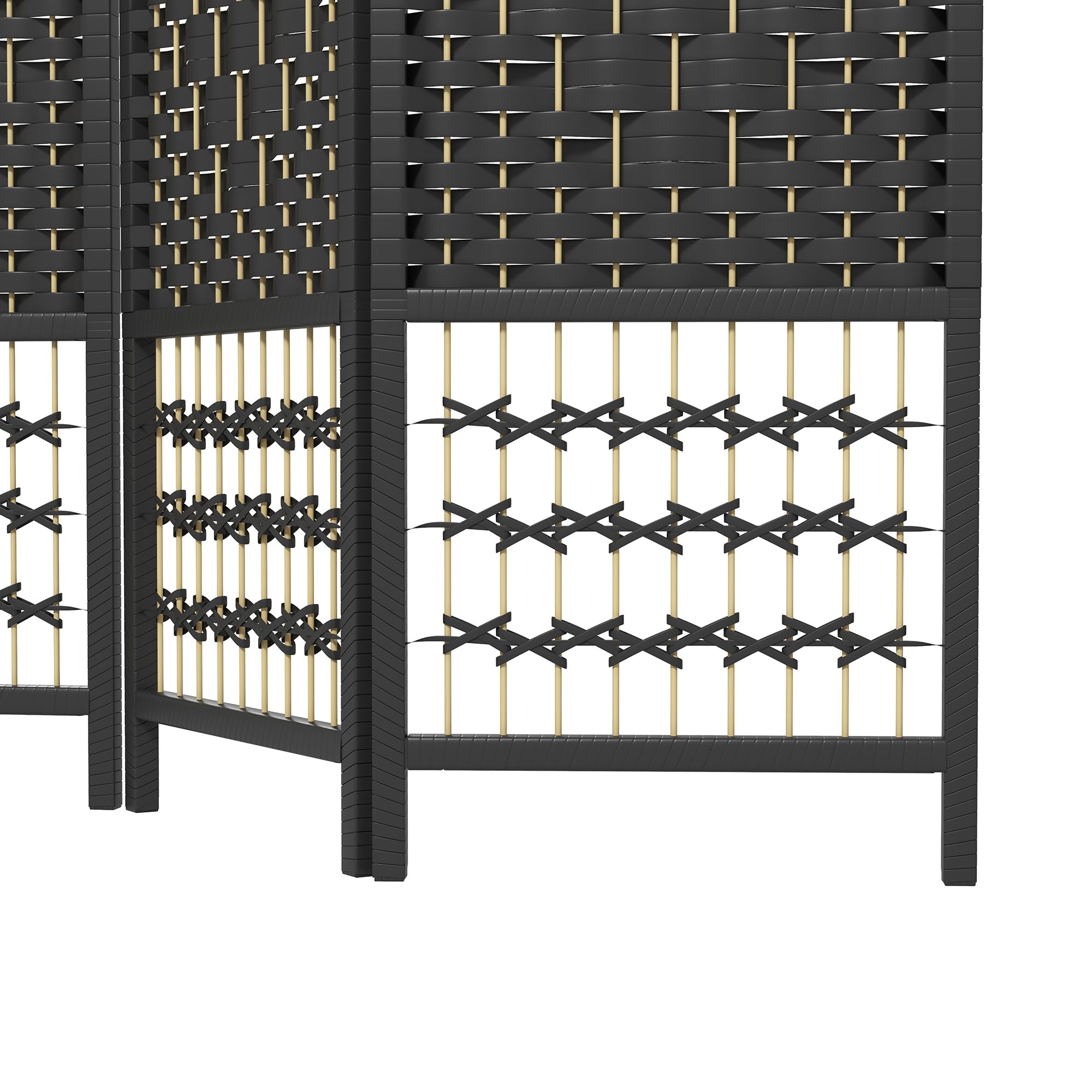 HOMCOM 6 Panel Folding Room Divider Privacy Screen - 5.6' Freestanding Partition Wall Separator with Wave Fiber Design in Black - Perfect for Home Office, Bedroom Privacy, Studio Space Division & Event Decoration