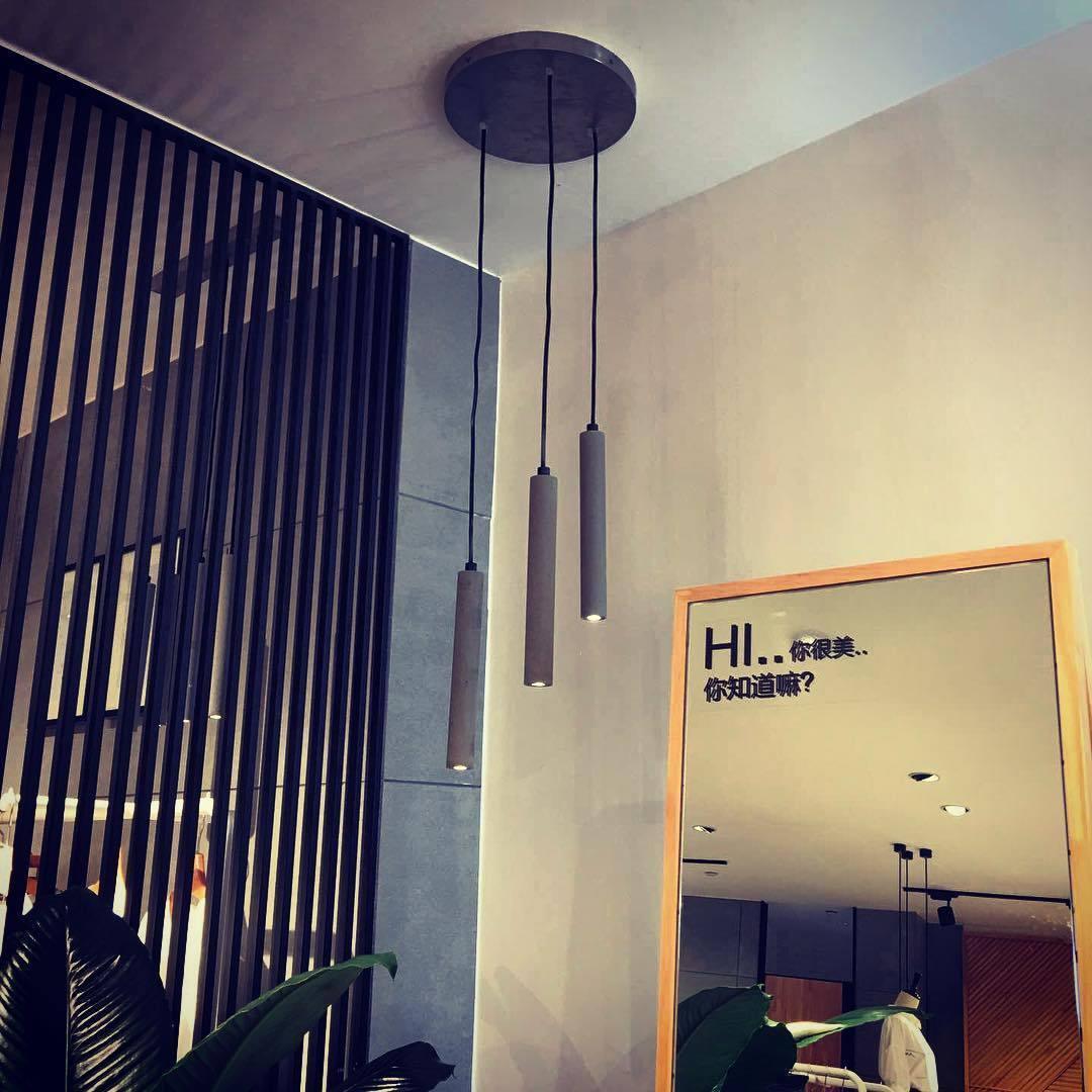 Modern Concrete Pendant Lights - Industrial Style Hanging Fixtures for Kitchen Island, Dining Room & Bedroom Lighting - Durable & Minimalist Design