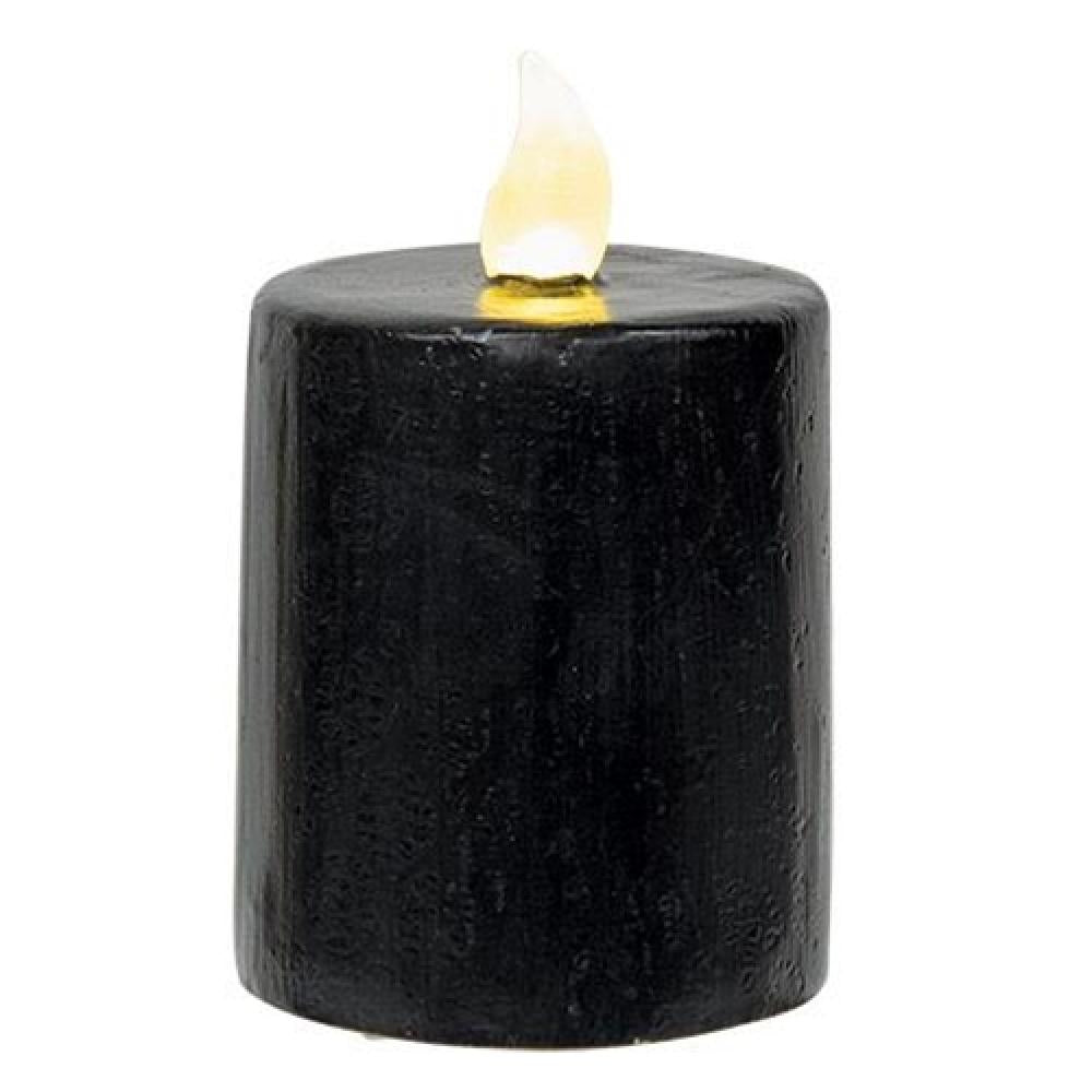 Black Gloss Flame Timer Pillar Candle 2.5