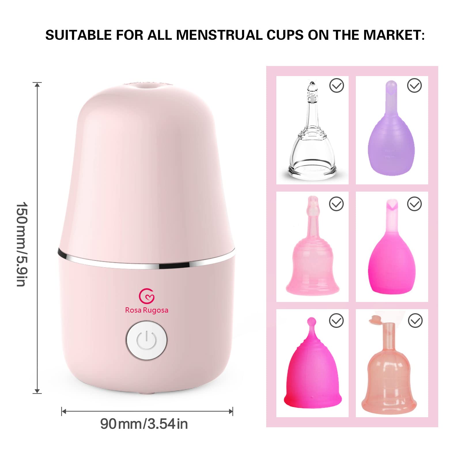 ROSA RUGOSA 3-in-1 Menstrual Cup Sterilizer - Sanitizer, Steamer & Storage Case with Auto Shut-Off | Kills 99.9% Bacteria | Perfect for Travel, Home & Gym Use | Leak-Proof Design for Hassle-Free Period Care
