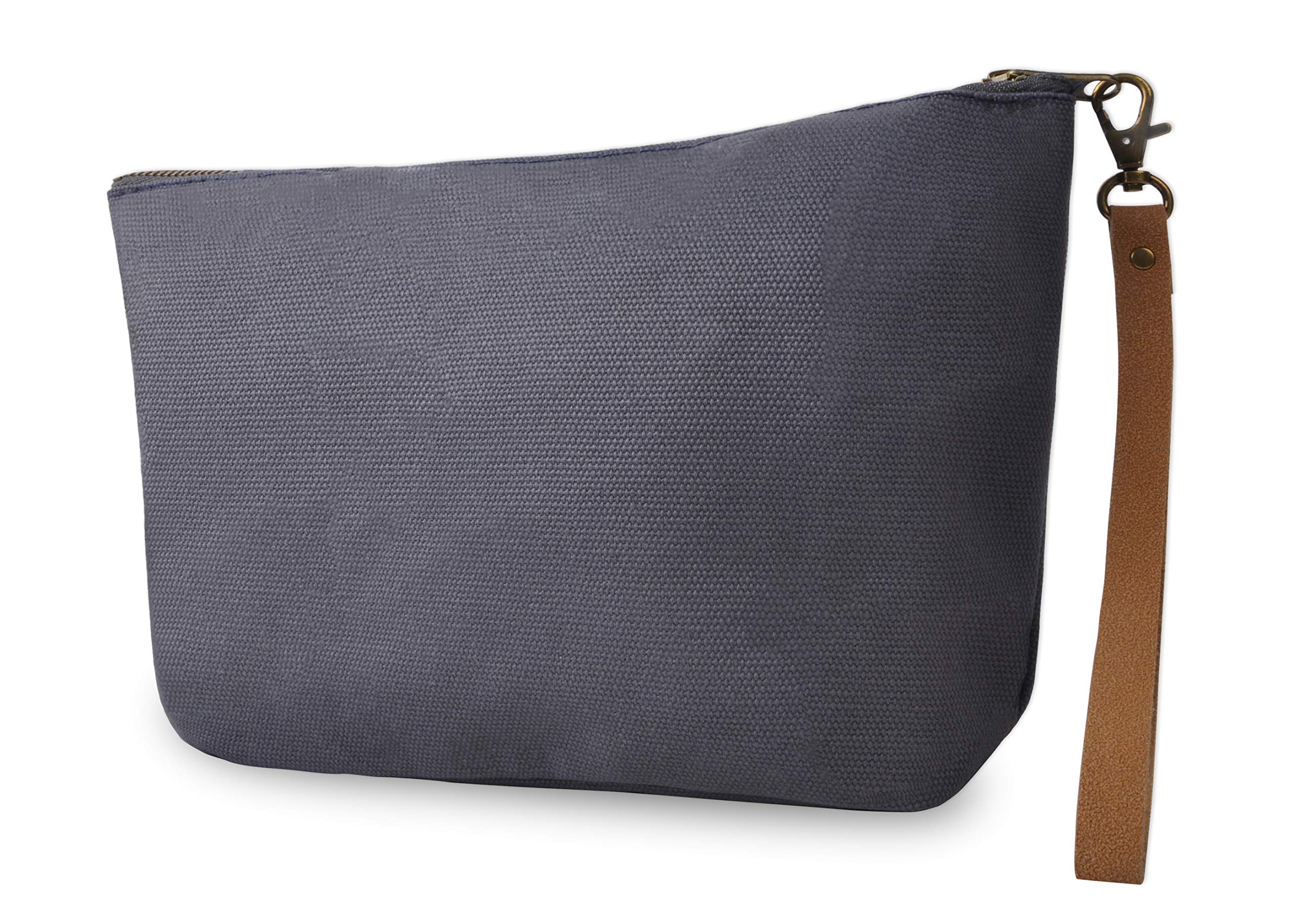 Minimalist Travel Makeup Bag - Waterproof Canvas Cosmetic Organizer with 1 Pocket for Women - Perfect for Toiletry, Travel & Daily Essentials Storage