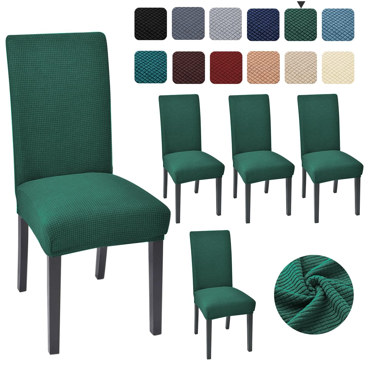 Aertiavty 4-Piece Dining Chair Covers Set - Stretchable Kitchen Chair Slipcovers for Parsons Chairs, Dark Cyan - Perfect for Home, Restaurant & Office Use