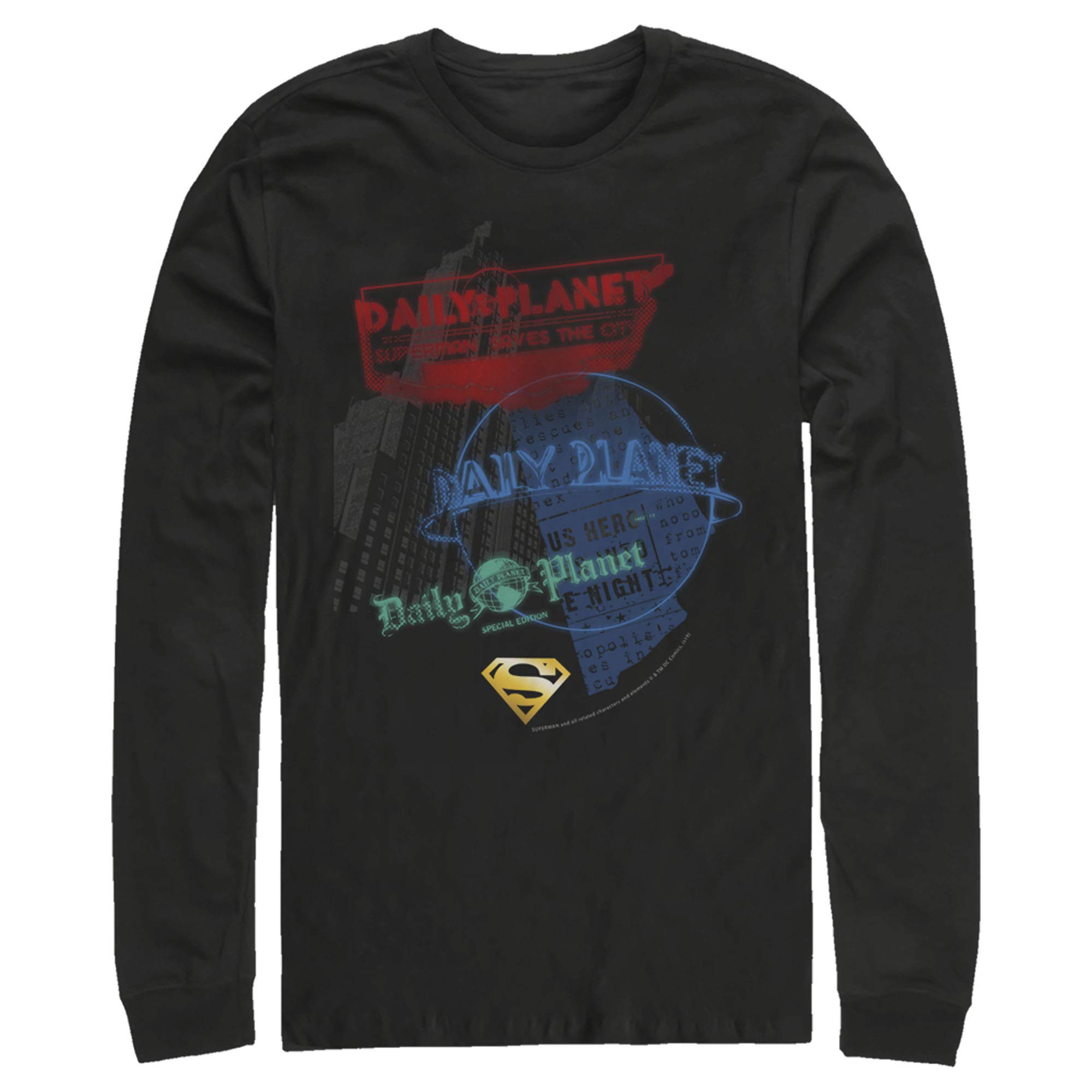 Superman Daily Planet News Long Sleeve Shirt for Men - Comfortable Graphic Tee for Cosplay, Comic Con & Superhero Fans