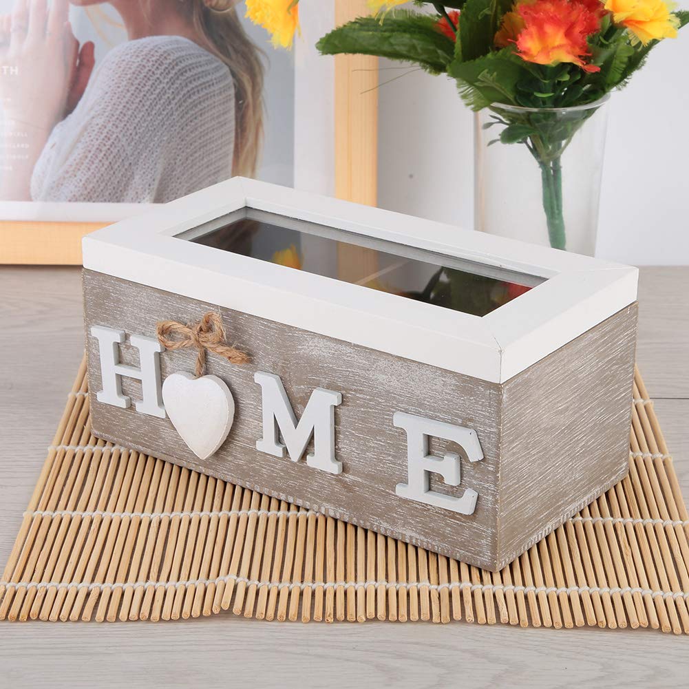 HERCHR Wooden Keepsake Box - Tea Bag & Jewelry Organizer Storage Box, Handmade Wooden Craft Gift Box for Jewelry, Rings, Earrings - Perfect for Home Decor, Wedding Gifts & Travel Accessories Storage