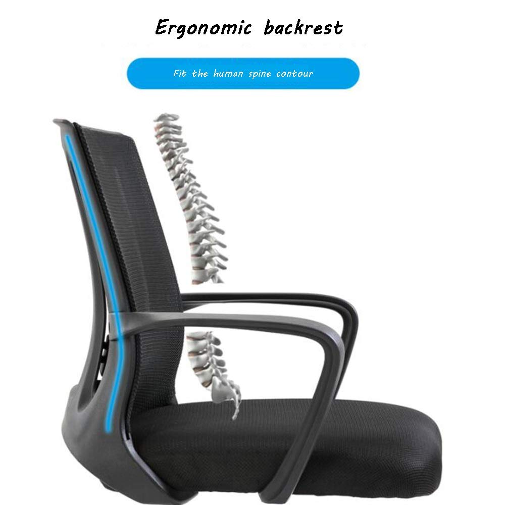 Ergonomic Swivel Office Chair with Lumbar Support - 360° Rotation & Adjustable Height - Comfortable Computer Desk Chair for Home, Dorm, or Office - Max Load 440lbs (Gray) - Perfect for Long Work Hours, Gaming, and Studying