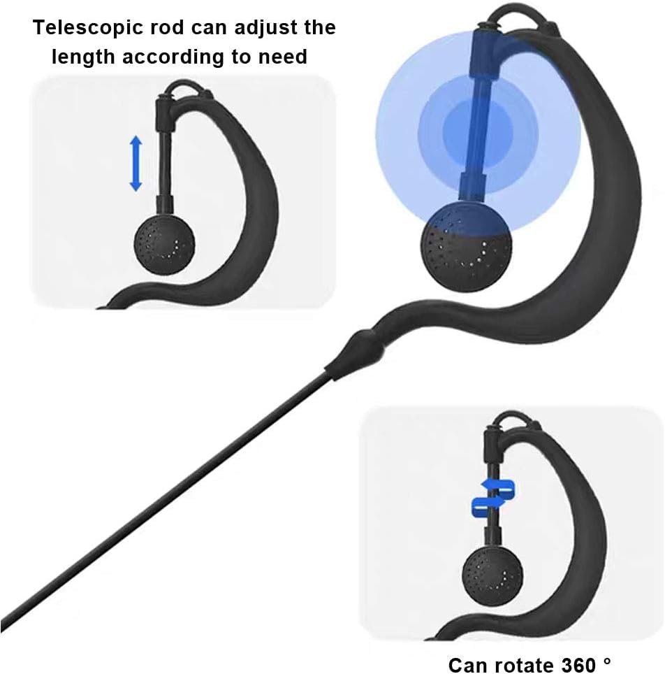 APPSTER Air Acoustic Tube Covert Earpiece with Throat Mic - Invisible In-Ear Headset for Baofeng UV5R & BF-888S Walkie Talkies | Two-Way Radio Communication | Perfect for Security, Construction & Outdoor Activities (Black)