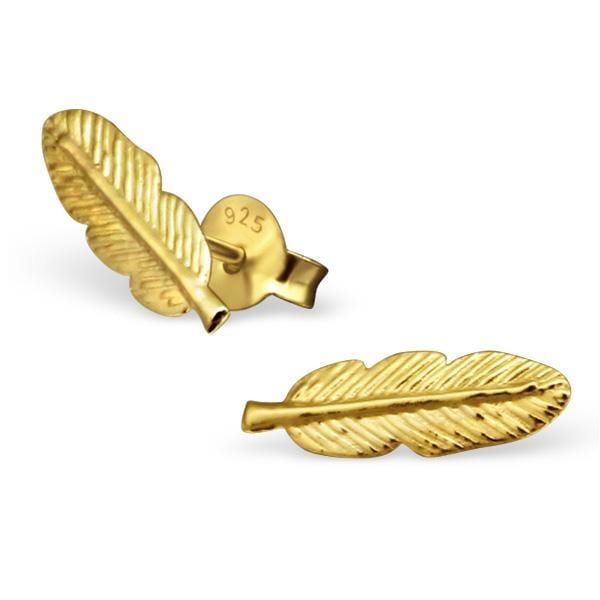 14K Gold Plated Silver Feather Earrings for Women - Elegant Dangle Drop Earrings for Party, Wedding & Everyday Wear