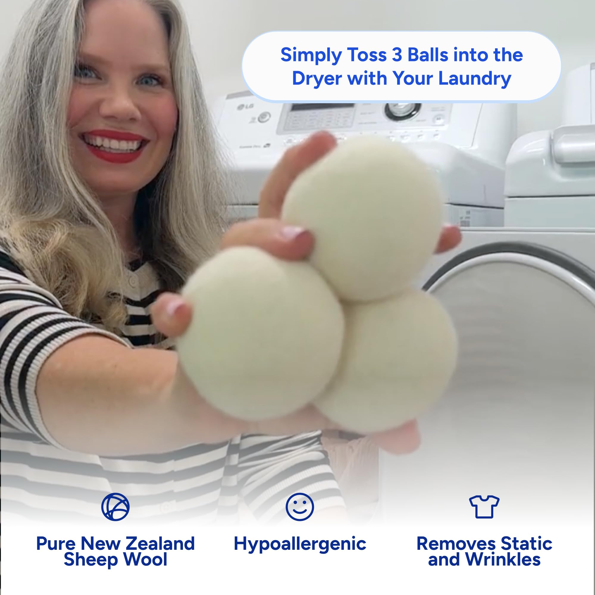 XL Wool Dryer Balls 3-Pack | 100% Pure New Zealand Sheep Wool | Hypoallergenic & Eco-Friendly | Unscented Laundry Helper | Softens Clothes & Reduces Static | Perfect for Baby Clothes, Delicates & Sustainable Laundry