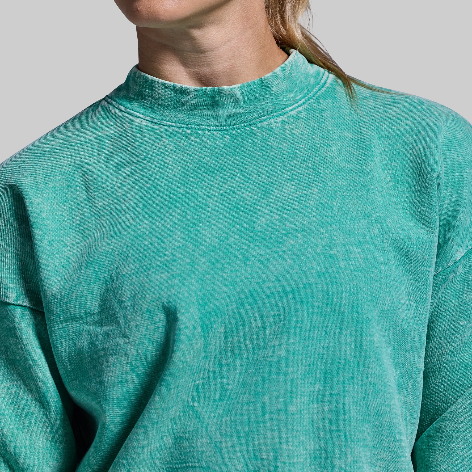 Good Karma Cropped Sweatshirt for Women - Soft Washed Jade Pullover Hoodie | Casual Streetwear, Yoga, Lounge Wear
