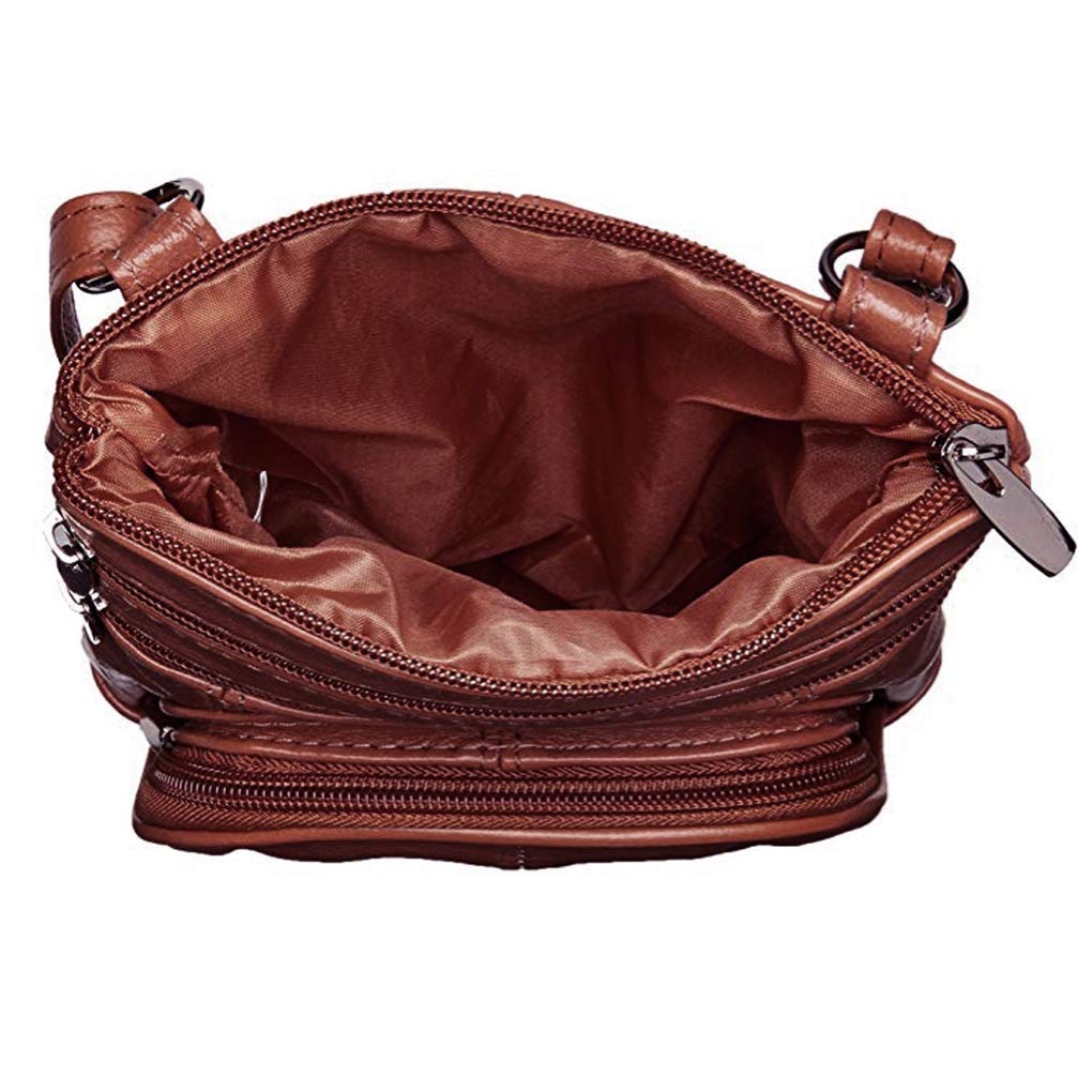 SILVERFEVER Women's RFID Blocking Crossbody Shoulder Bag - Small Round Genuine Leather Purse for Everyday Use, Travel & Shopping