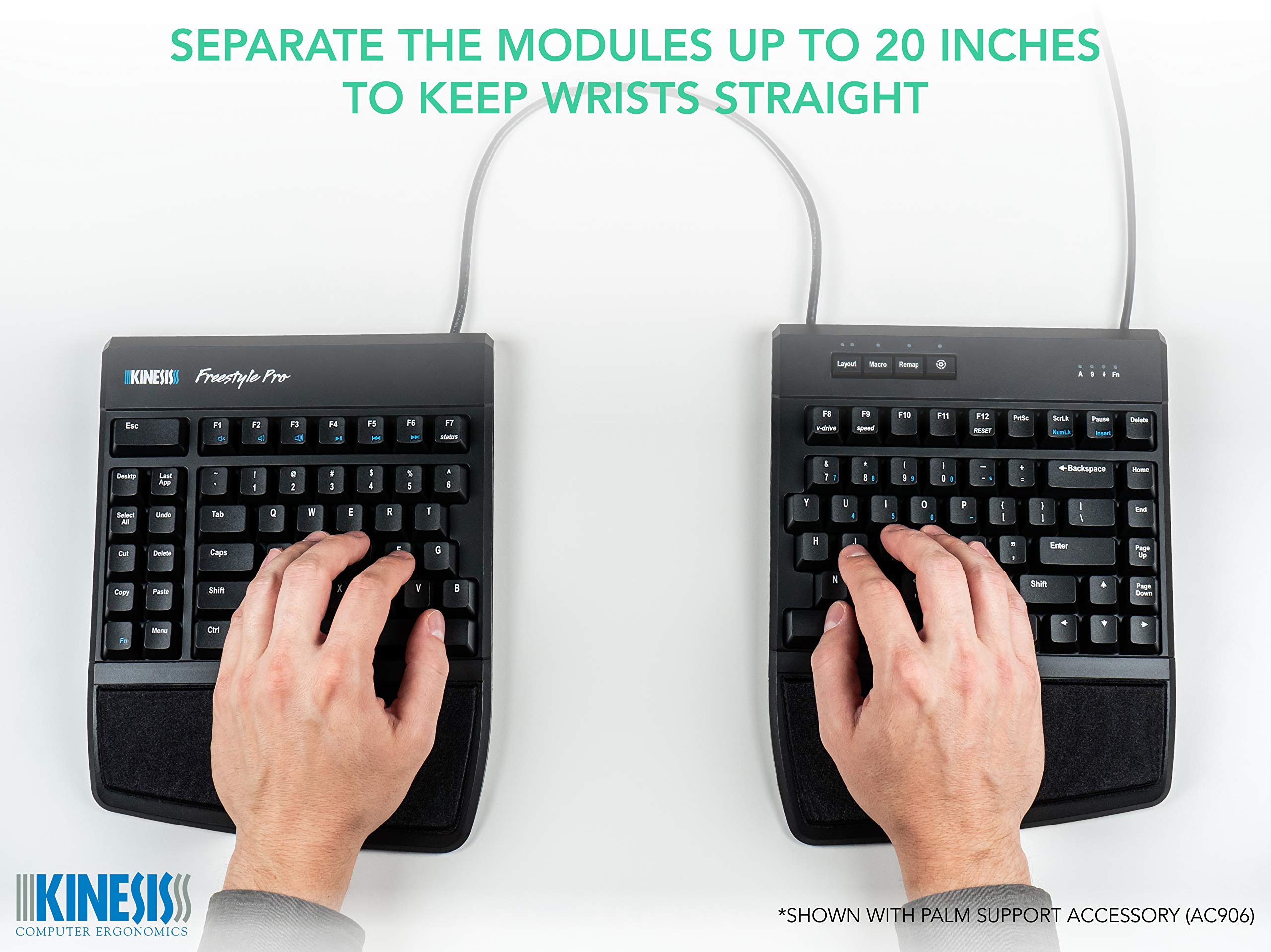 Freestyle Pro Ergonomic Split Mechanical Keyboard - Fully Programmable & Adjustable for Comfort - Perfect for Office Work, Gaming, and Long Typing Sessions
