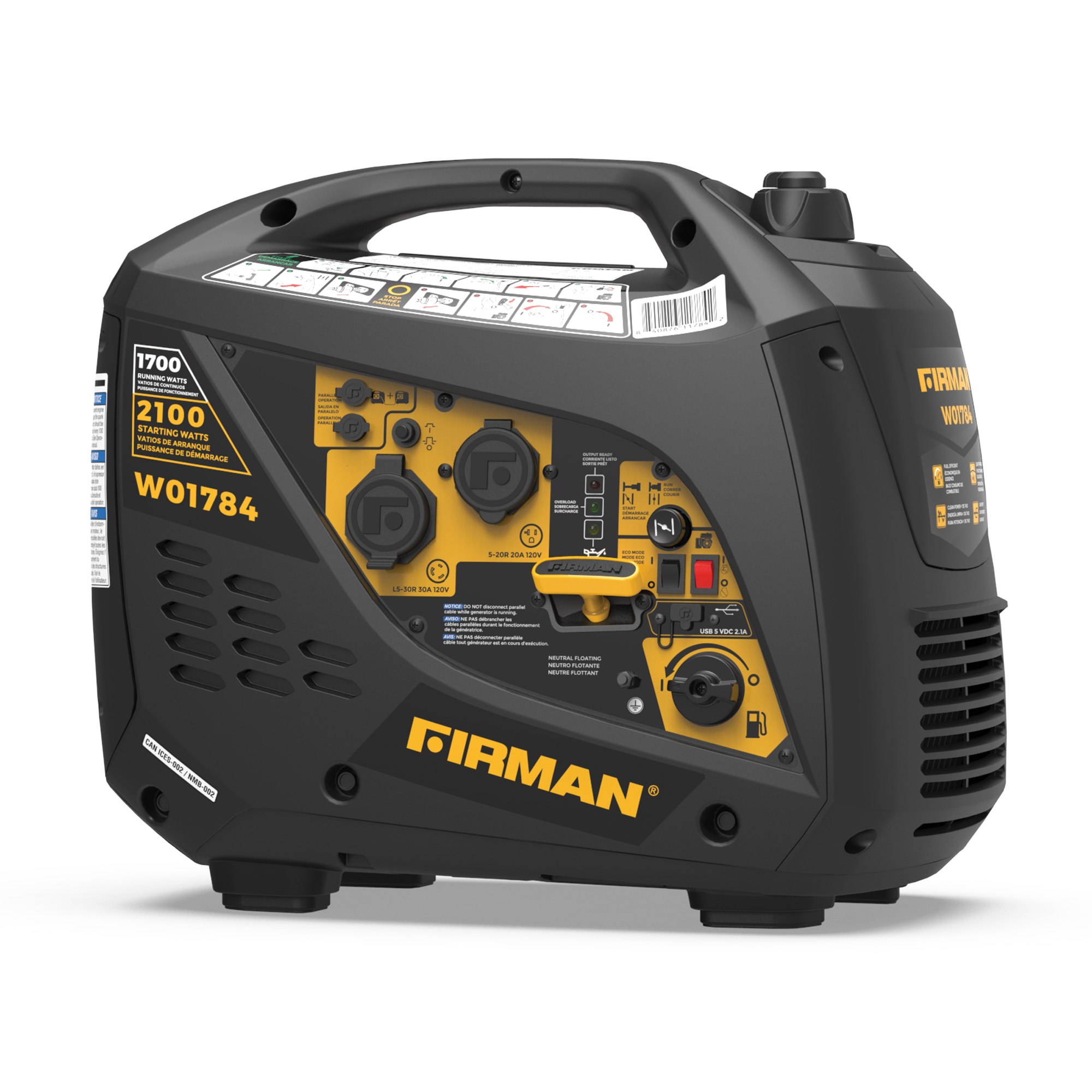 2100W Portable Inverter Generator with Recoil Start - Quiet, Lightweight Power for Camping, RV Trips & Emergency Backup
