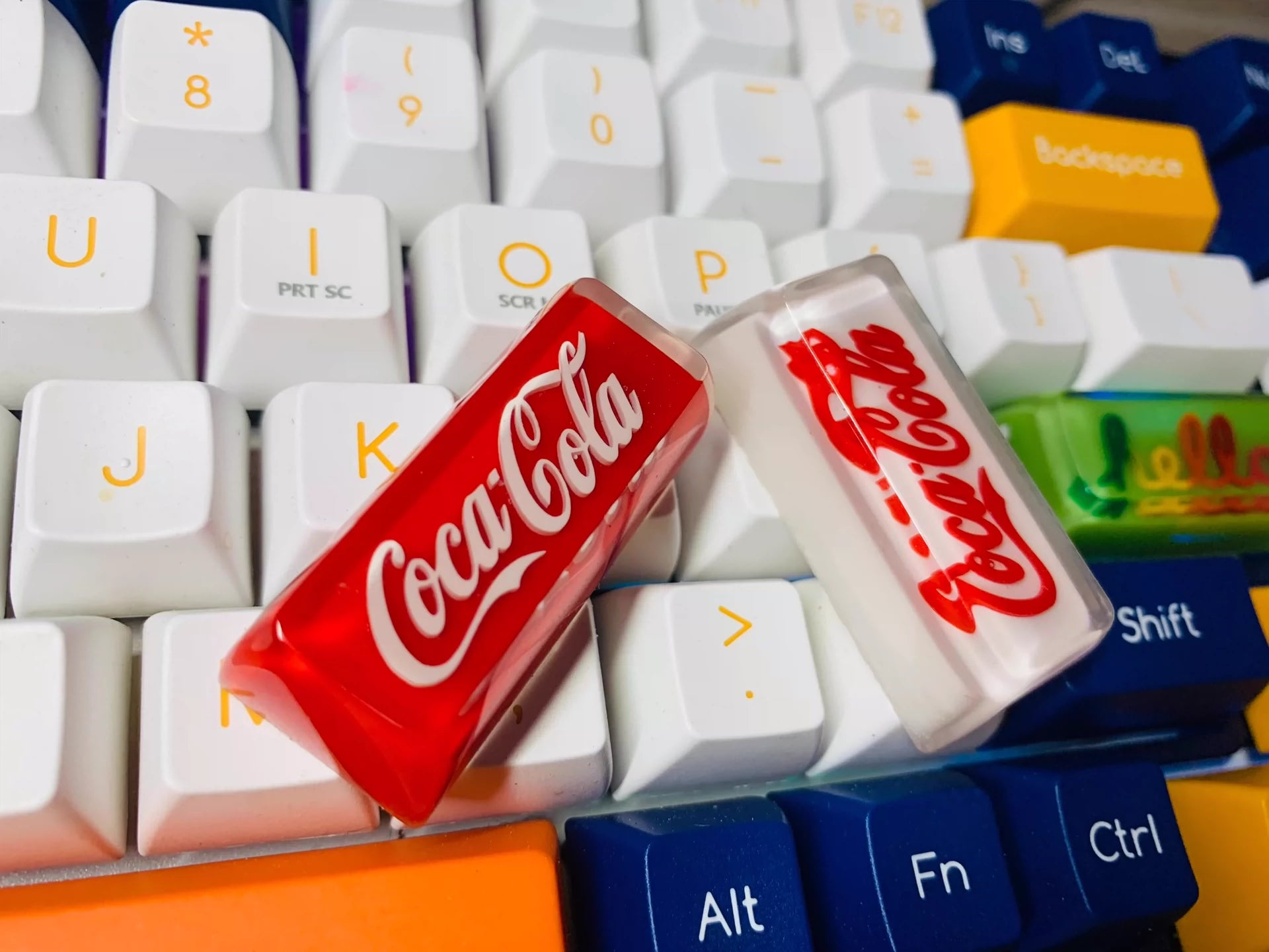 Custom Coca Cola Red Label Keycaps - Crystal Drop Resin Keycaps for Mechanical Keyboards | Personalized Gaming & Typing Accessories for PC & Laptop Enthusiasts