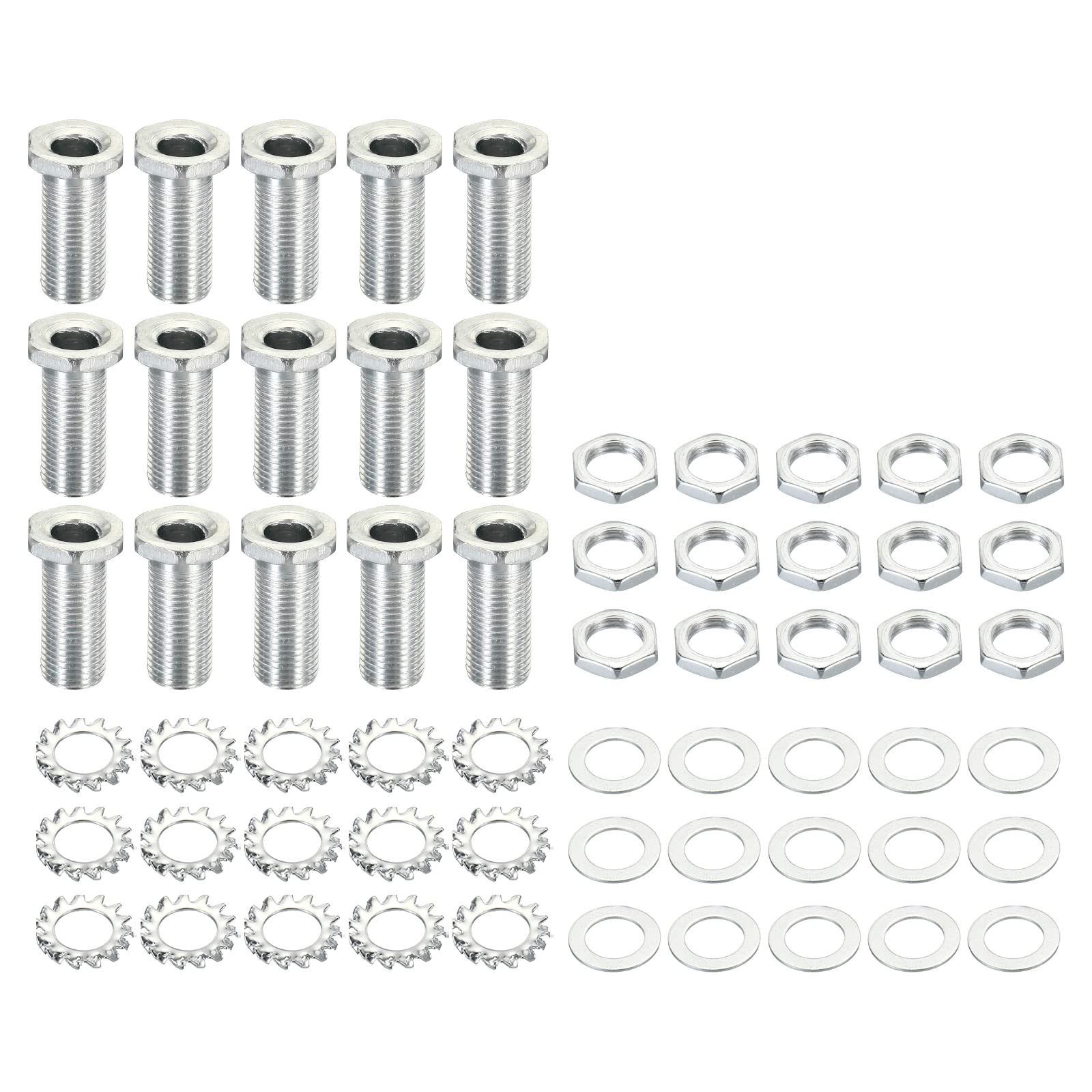 M10 Hex Hollow Screws 25mm - 60Pcs with Nuts & Gaskets for Chandeliers & DIY