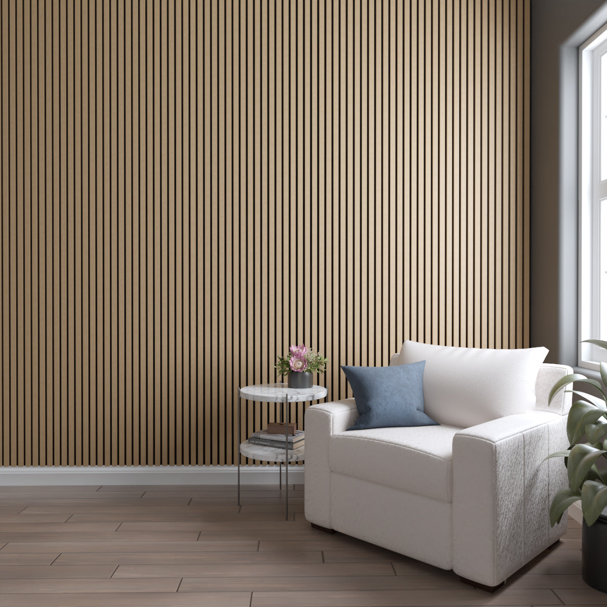 Premium Acoustic Slat Wood Wall Panels - Natural Sound Absorption for Home Theater & Office Decor