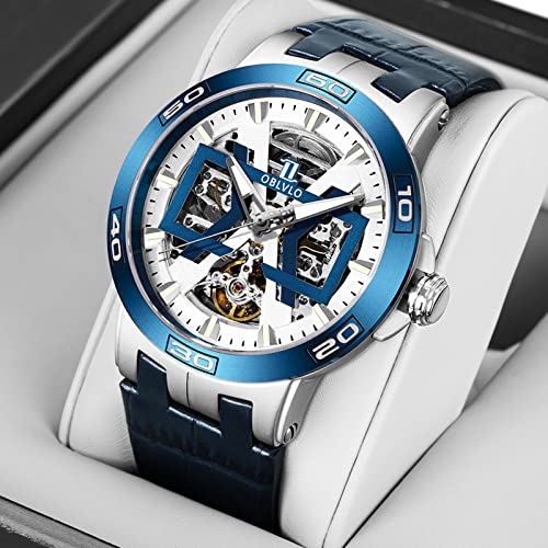 Men's Automatic Skeleton Dial Watch - Waterproof Leather Strap Sport Watch for Business, Casual & Outdoor Activities | UM1