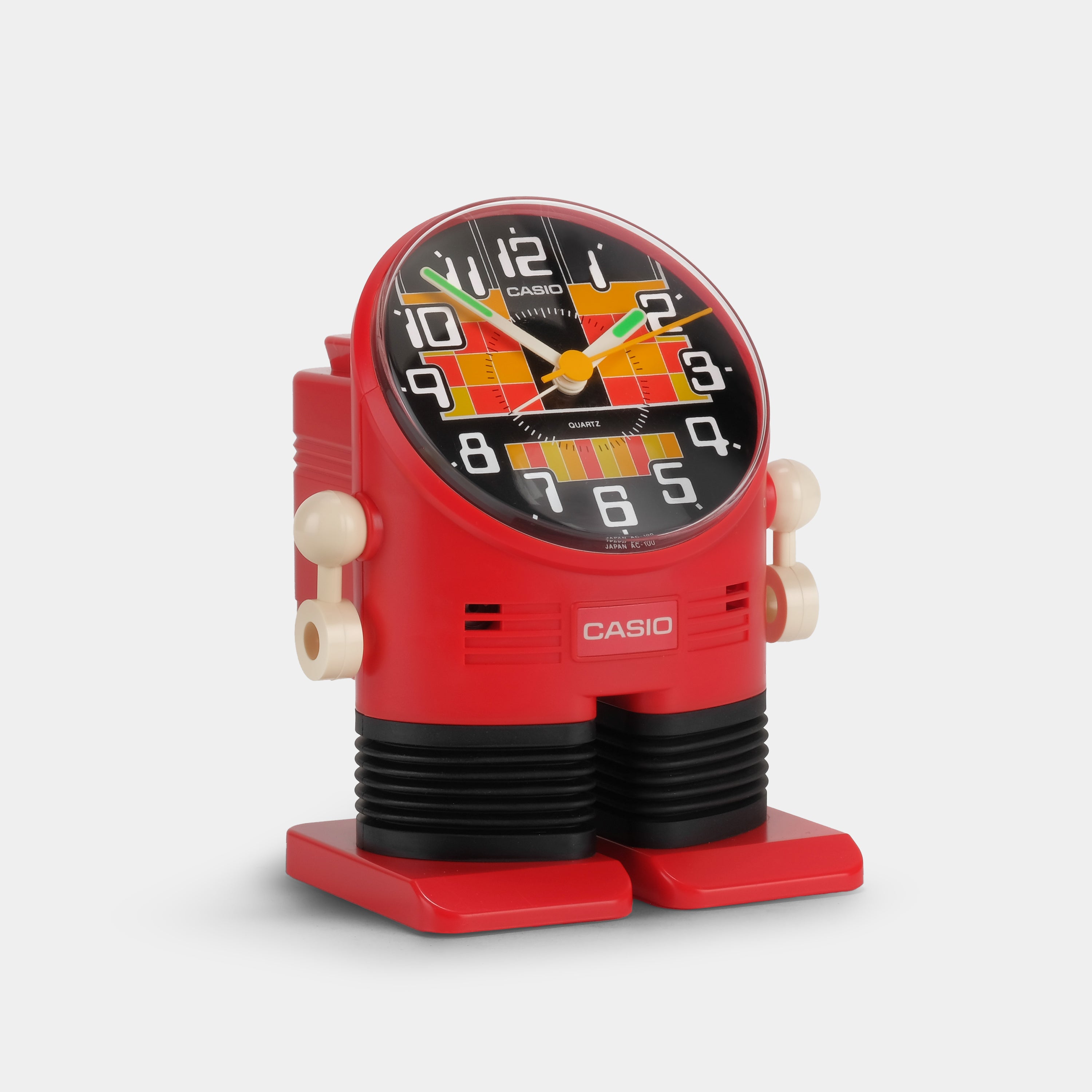 Casio AC-100 Red Robot Alarm Clock with Snooze Function - Fun Digital Alarm Clock for Kids & Adults - Perfect for Bedroom, Office, and Travel Use