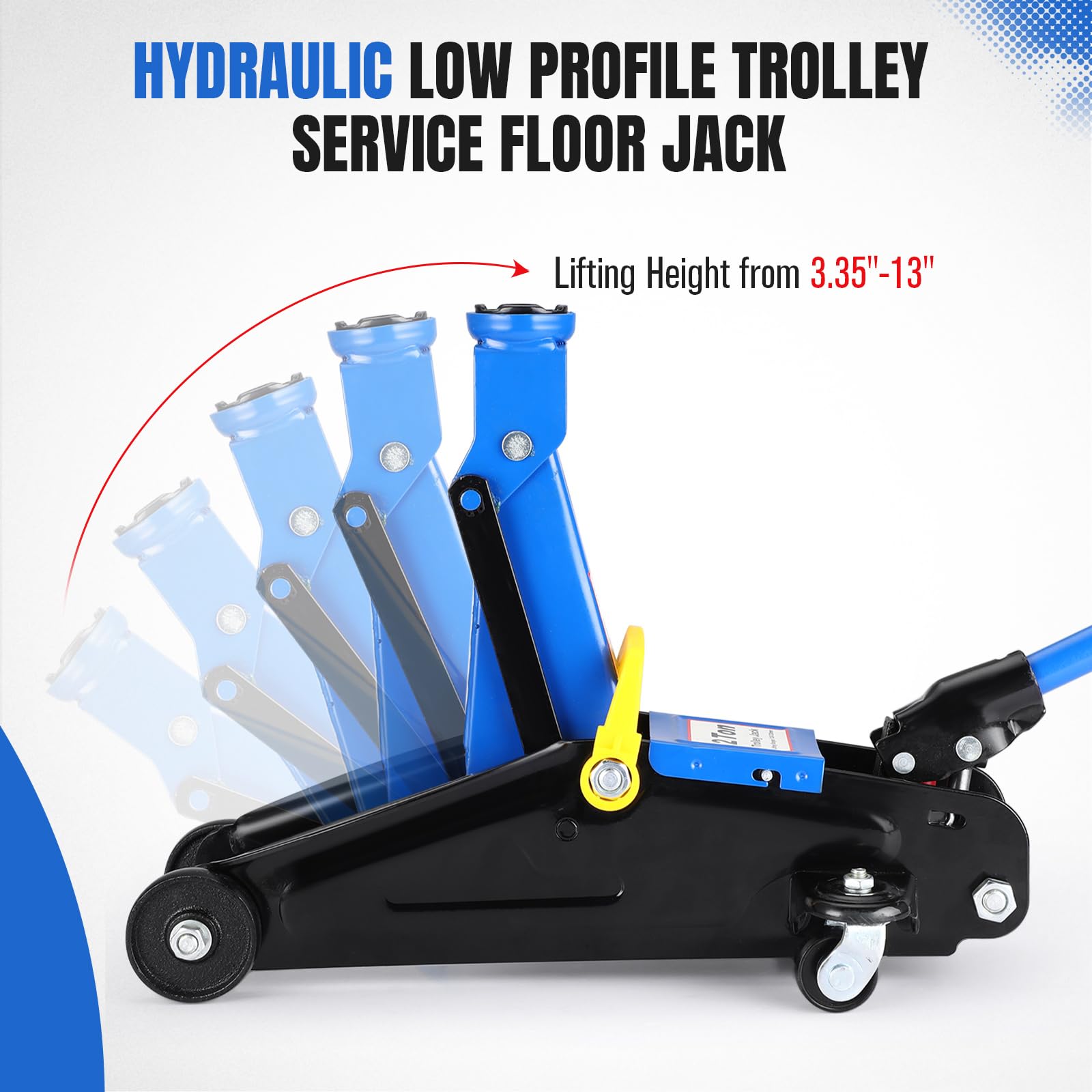 GARVEE 2 Ton Hydraulic Floor Jack - Low Profile 4400 Lbs Capacity, Quick Lift Pump, Heavy Duty Steel Construction (3.35