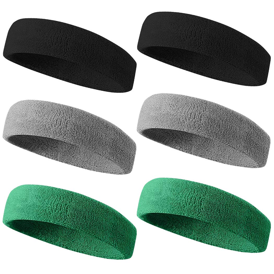 Tanluhu Sweatbands for Men & Women - Terry Cloth Athletic Headbands for Workout, Running, Tennis, Basketball - Moisture Wicking Sports Headband for Gym, Yoga & Outdoor Activities