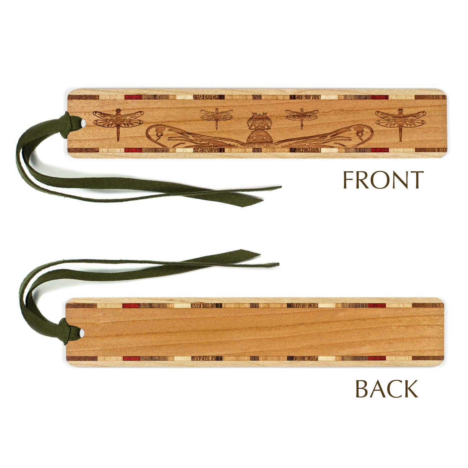 Handcrafted Cherry Wood Dragonfly Engraved Bookmark - Personalized Gift for Book Lovers - Made in USA - Perfect for Reading, Book Club Gifts & Nature-Inspired Home Decor