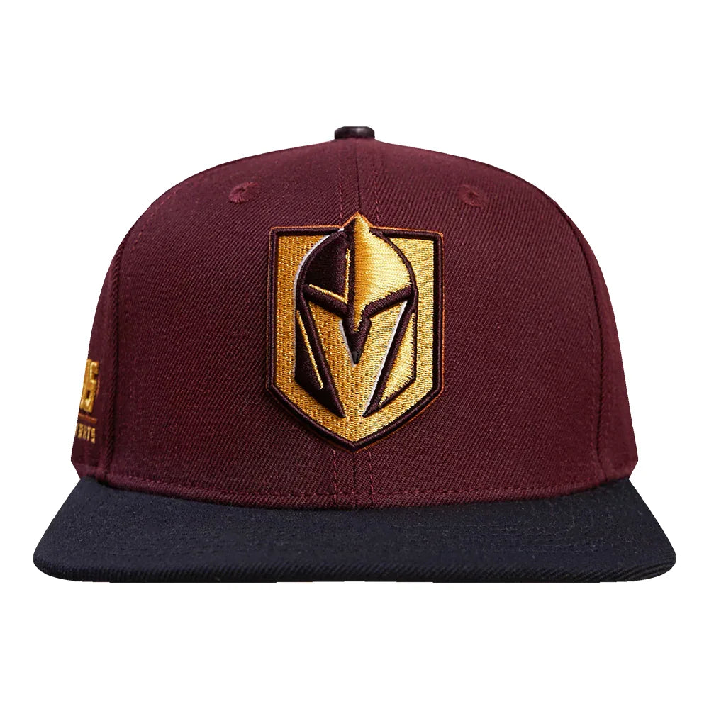 Pro Standard Vegas Golden Knights Two-Tone Burgundy & Gold Wool Snapback Hat | NHL Official Licensed Cap for Men & Women | Perfect for Games, Fan Gear & Casual Wear