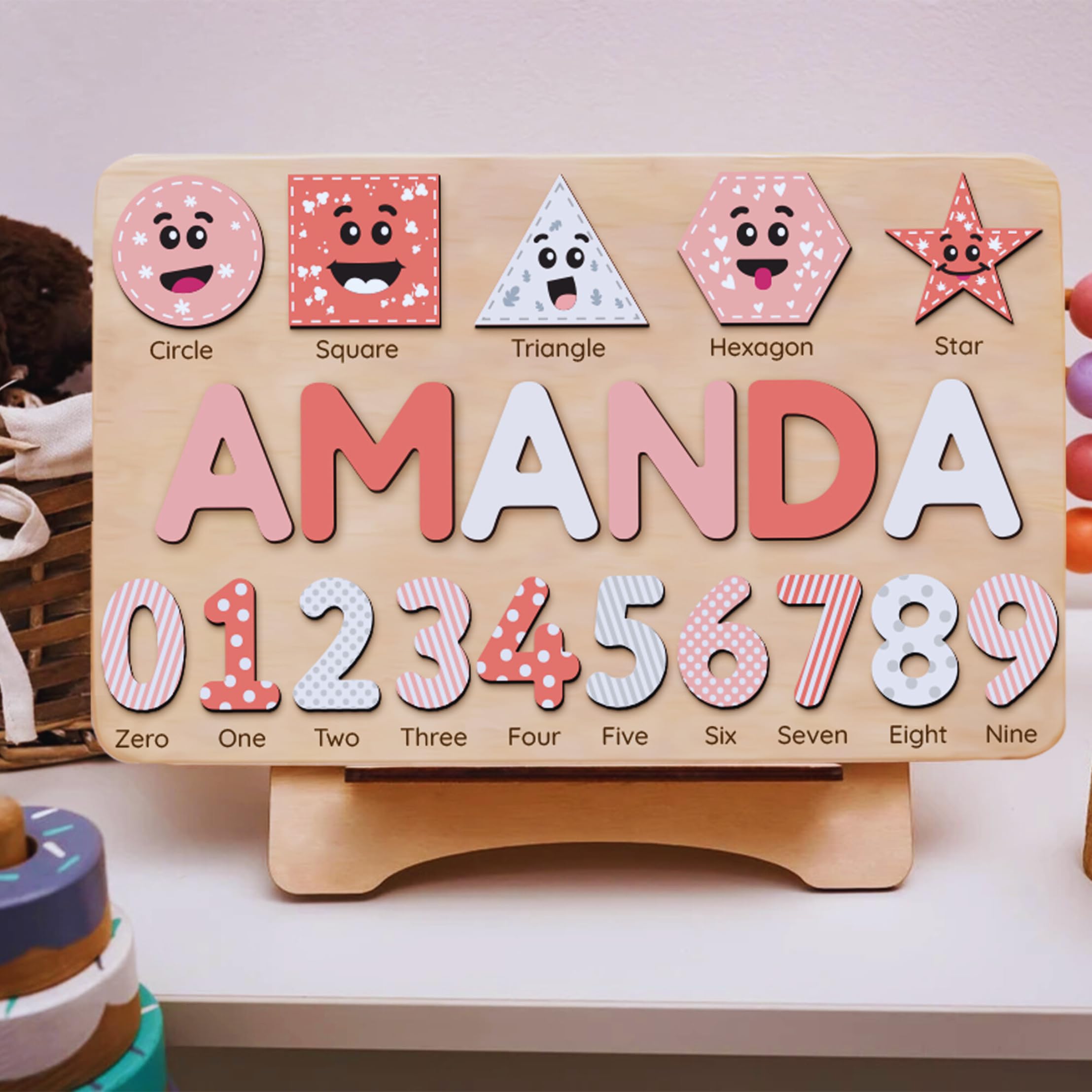 Personalized Wooden Number Puzzle - Montessori Learning Toy for Kids, Custom Name Puzzle, Educational Birthday & Christmas Gift for Toddlers & Boys - Perfect for Homeschooling & Preschool Math Activities