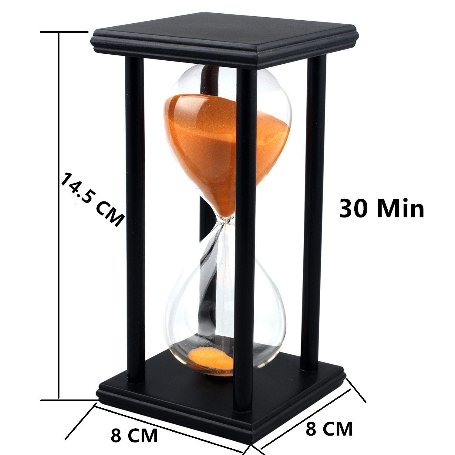 30-Minute Wooden Hourglass Sand Timer - Decorative Orange Sandglass for Home, Office, Restaurant & Party Decor | Perfect for Living Room, Bedroom, Desk, Closet & Christmas Festivals | Stress Relief, Meditation & Time Management Tool