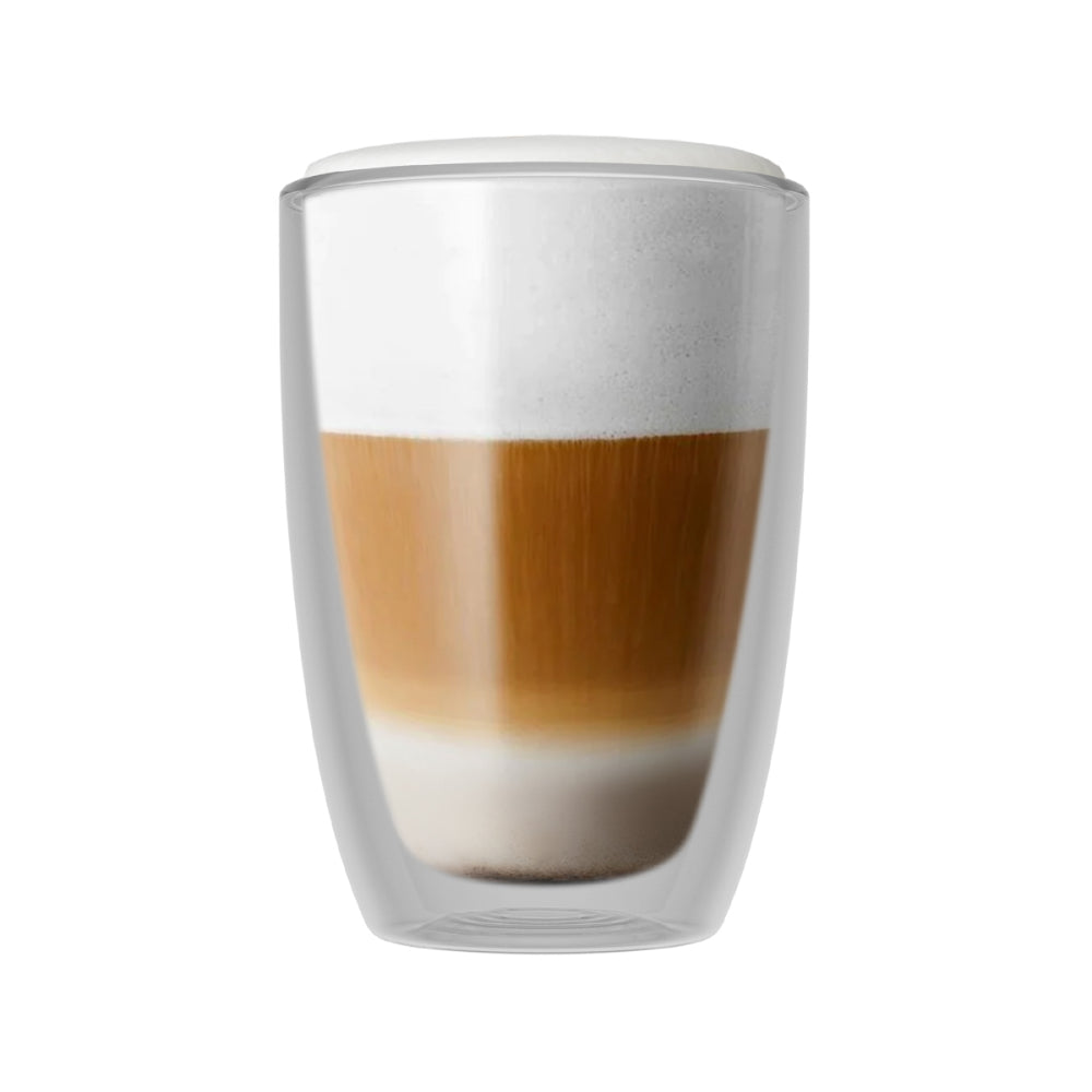 Bellucci 8.4 Oz. Double Wall Insulated Cappuccino Glass Set - 4 Piece Coffee Cups for Hot & Cold Drinks - Perfect for Espresso, Latte, Tea at Home or Café